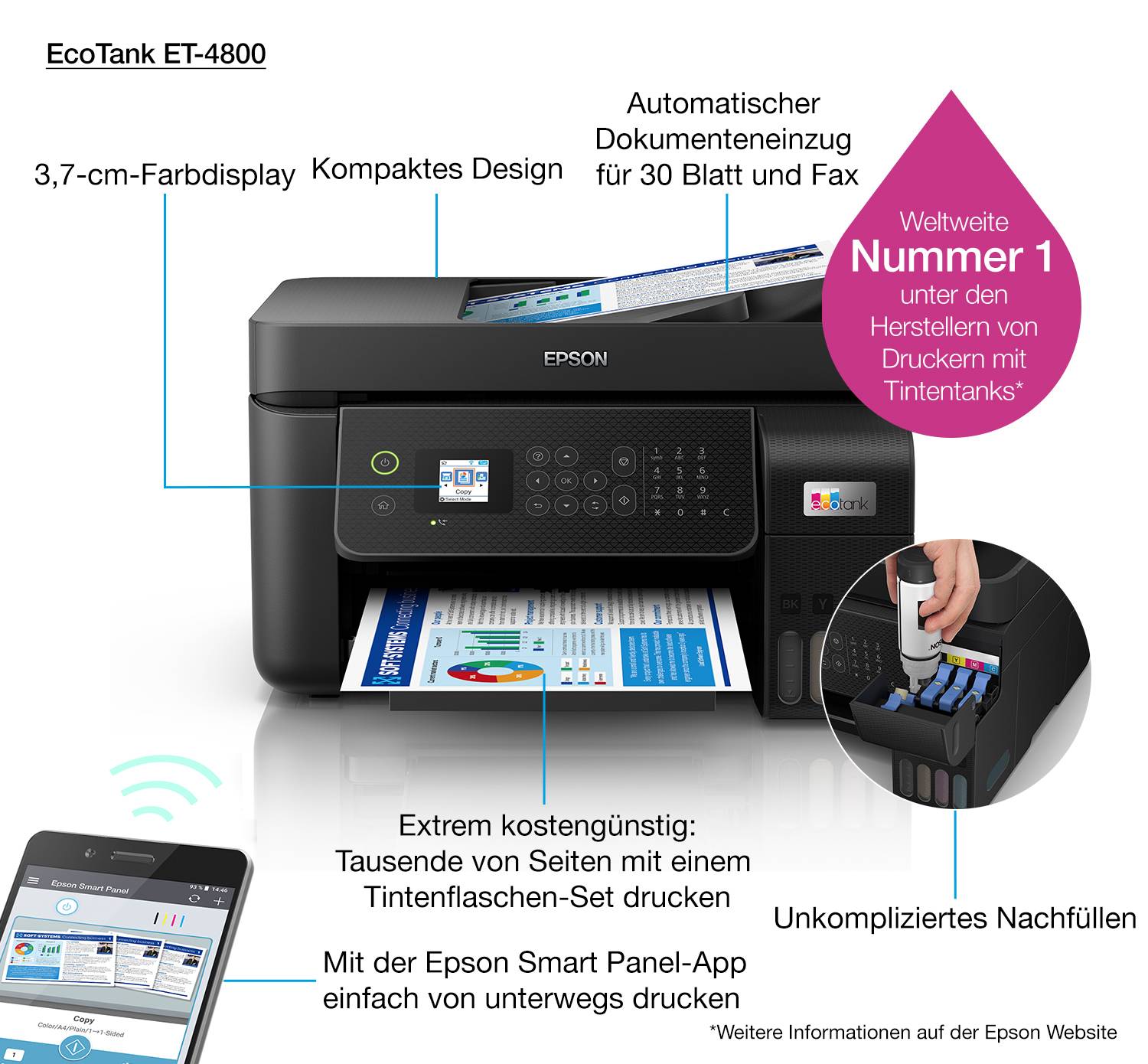 Rca Informatique - image du produit : ECOTANK ET-4800 33/15 PPM 5760 X 1440 DPI PRNT/CPY/SCN