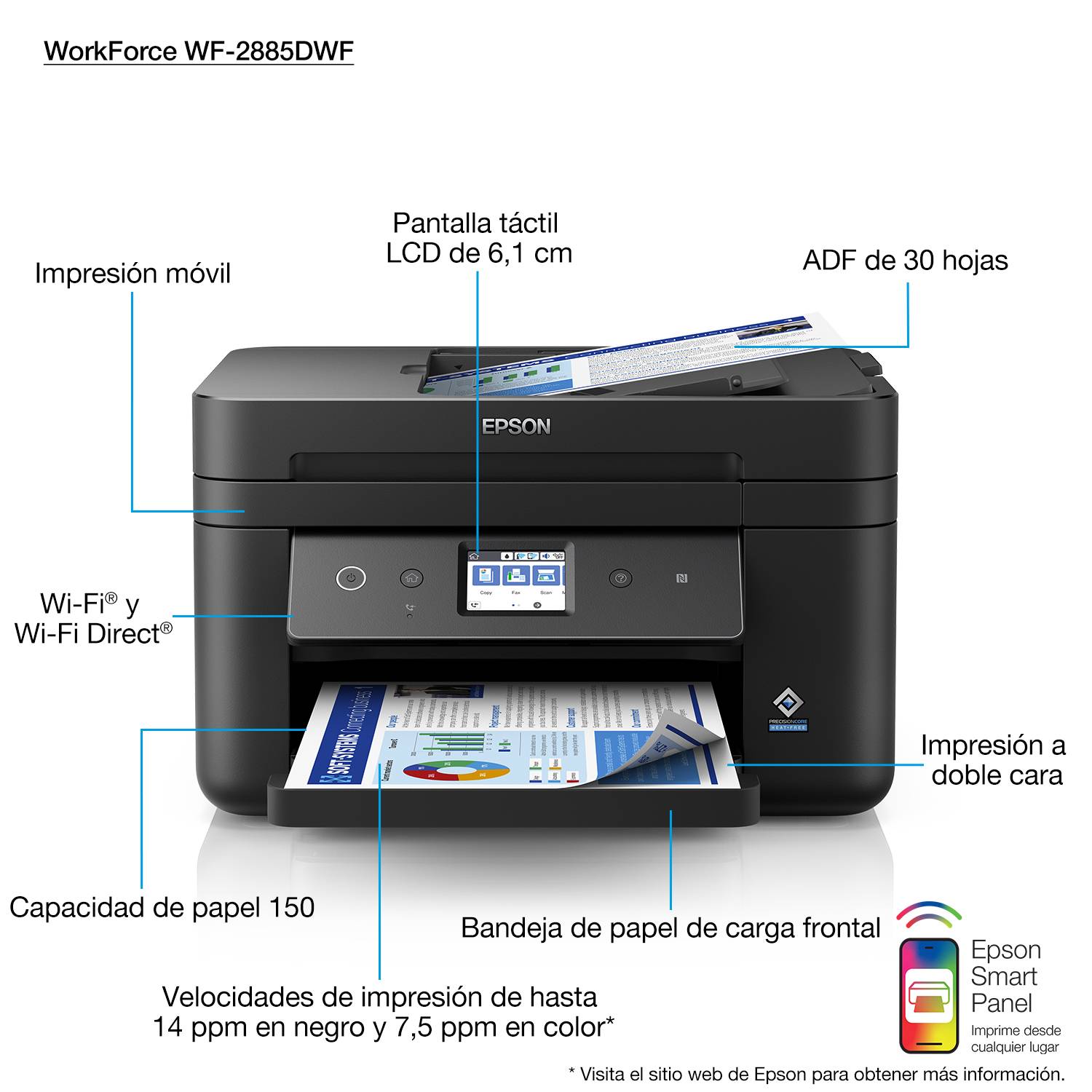 Rca Informatique - image du produit : WORKFORCE WF-2885DWF 33/20 PPM 4800X1200 DPI PRNT/CPY/SCN