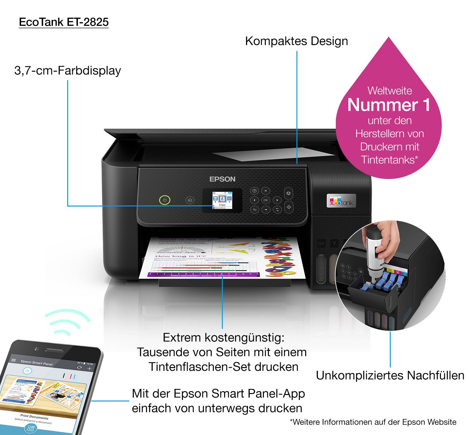 Rca Informatique - image du produit : ECOTANK ET-2825 33/15 PPM 5760 X 1440 DPI PRNT/CPY/SCN