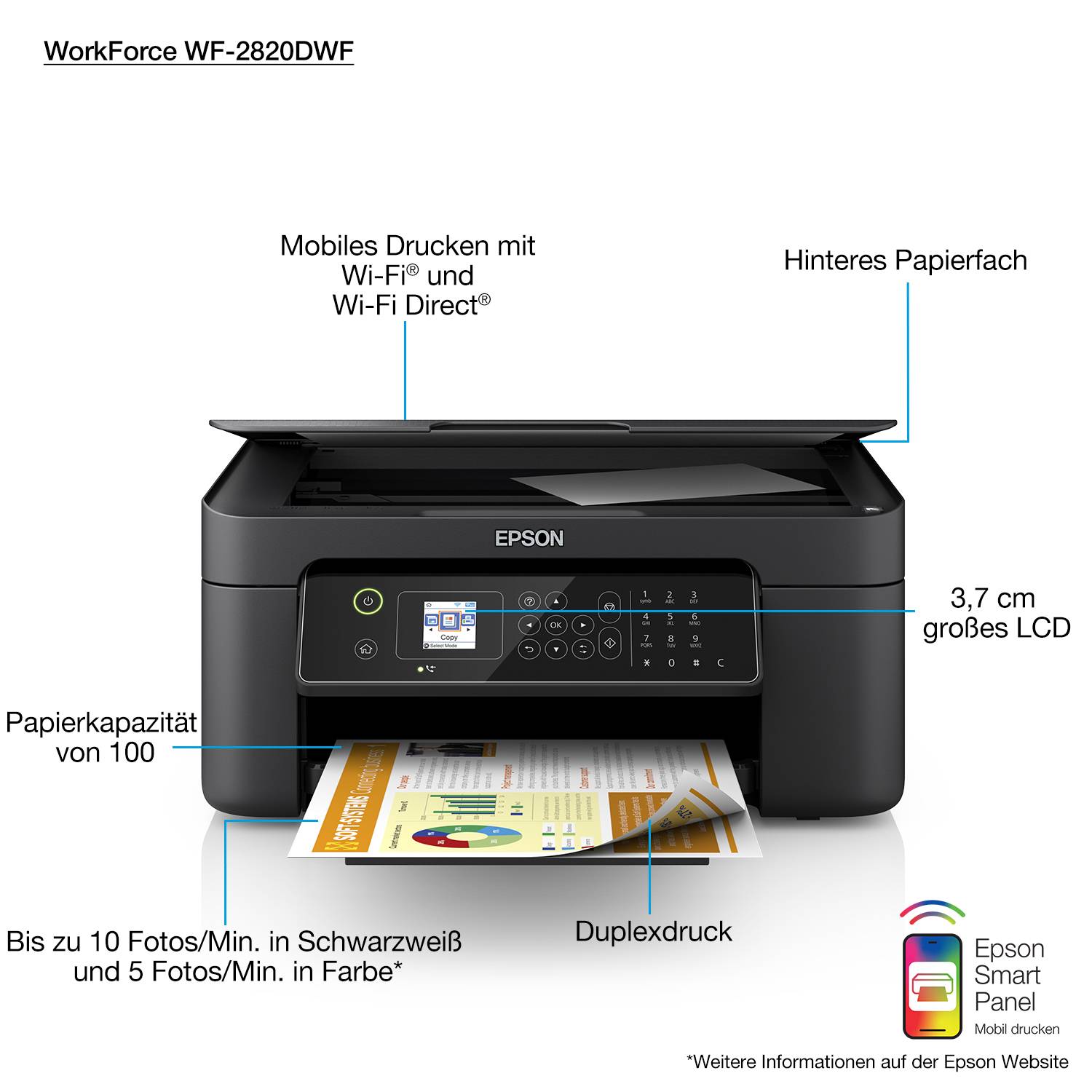 Rca Informatique - image du produit : WORKFORCE WF-2840DWF 34/18 PPM 5760 X 1440 DPI PRNT/CPY/SCN