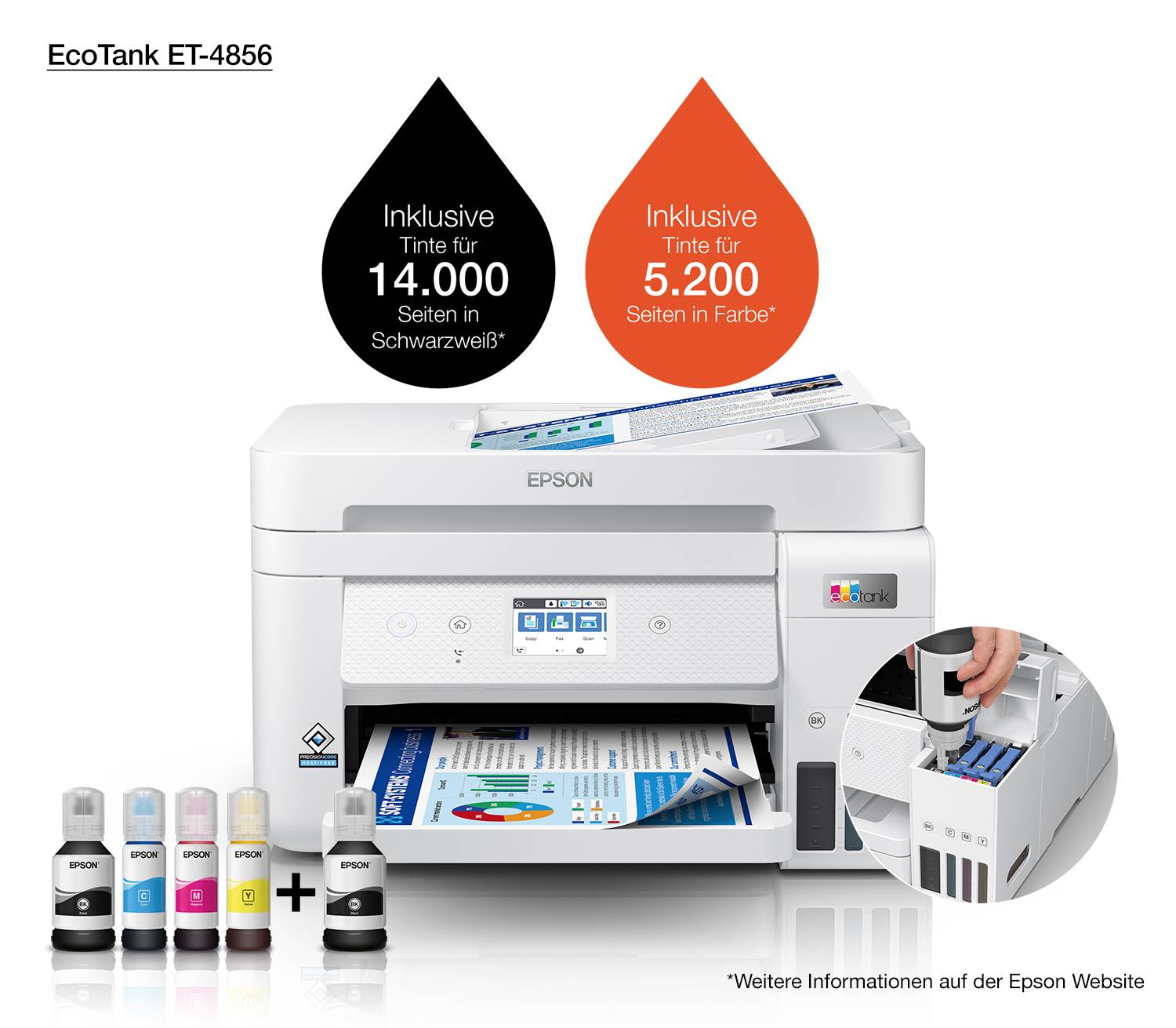 Rca Informatique - image du produit : ECOTANK ET-4856 INKJET PRINTERS CONSUMER/MULTI-FUCTION/INK TANK