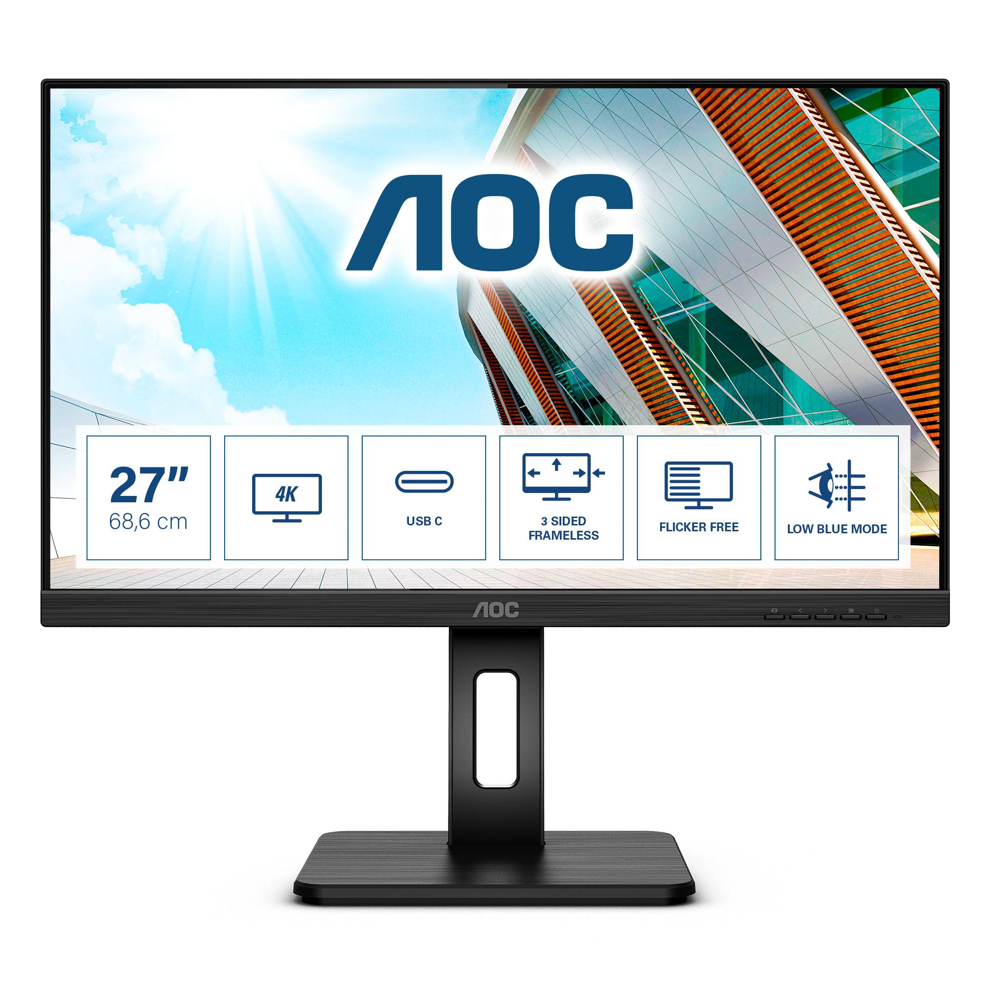 Rca Informatique - Image du produit : U27P2CA 27IN IPS 4K UHD 350CD/4MS/2HDMI/DP/USBC/4USB 3.2