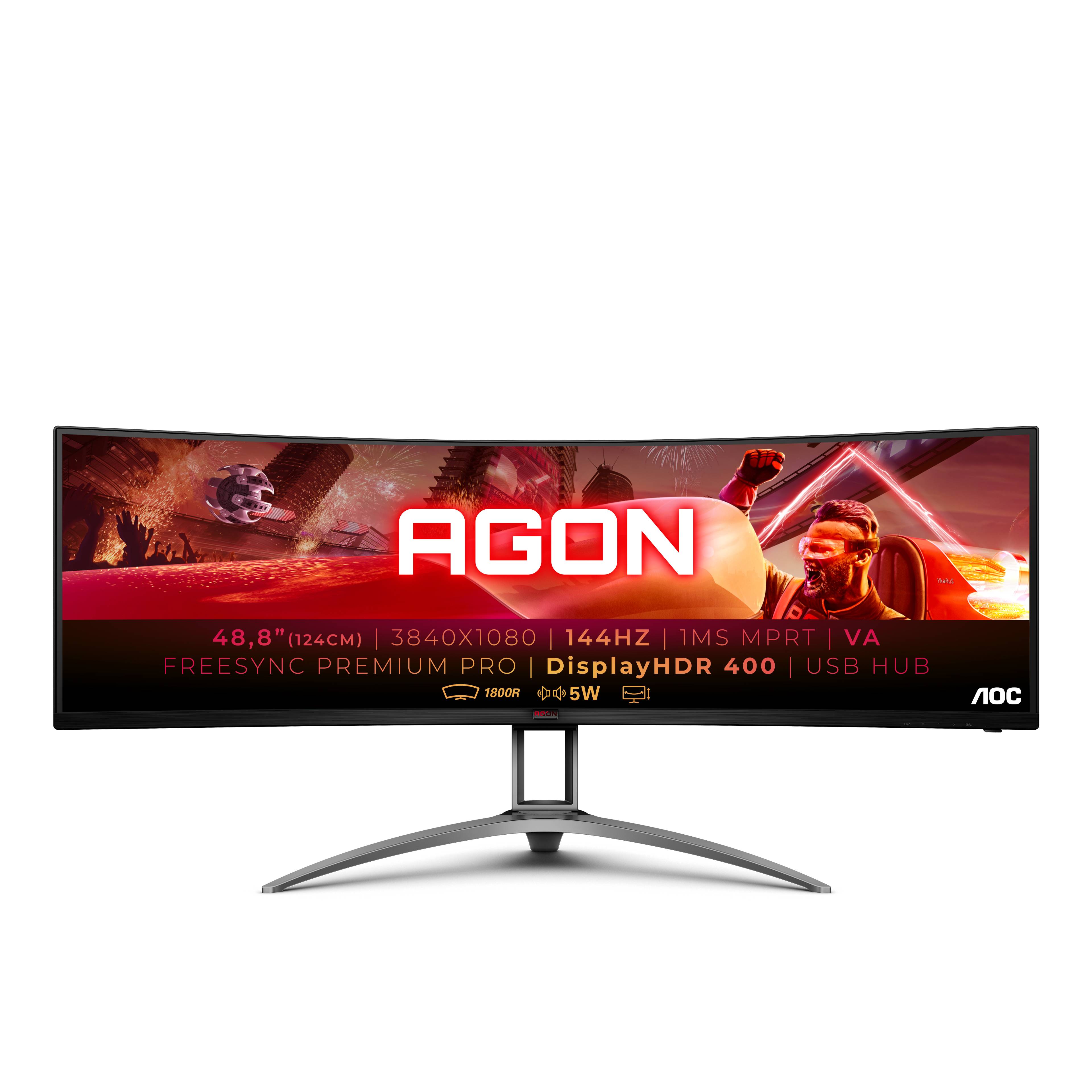 Rca Informatique - image du produit : AG493QCX 48.8IN CURV VA DQHD 144HZ/400CD/2HDMI/2DP/4USB/HAS