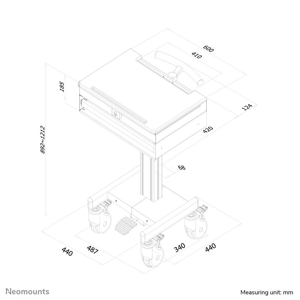 Rca Informatique - image du produit : MOBILE LAPTOP CART 10-22IN MONITOR KEYBOARD/MOUSE SUPPORT