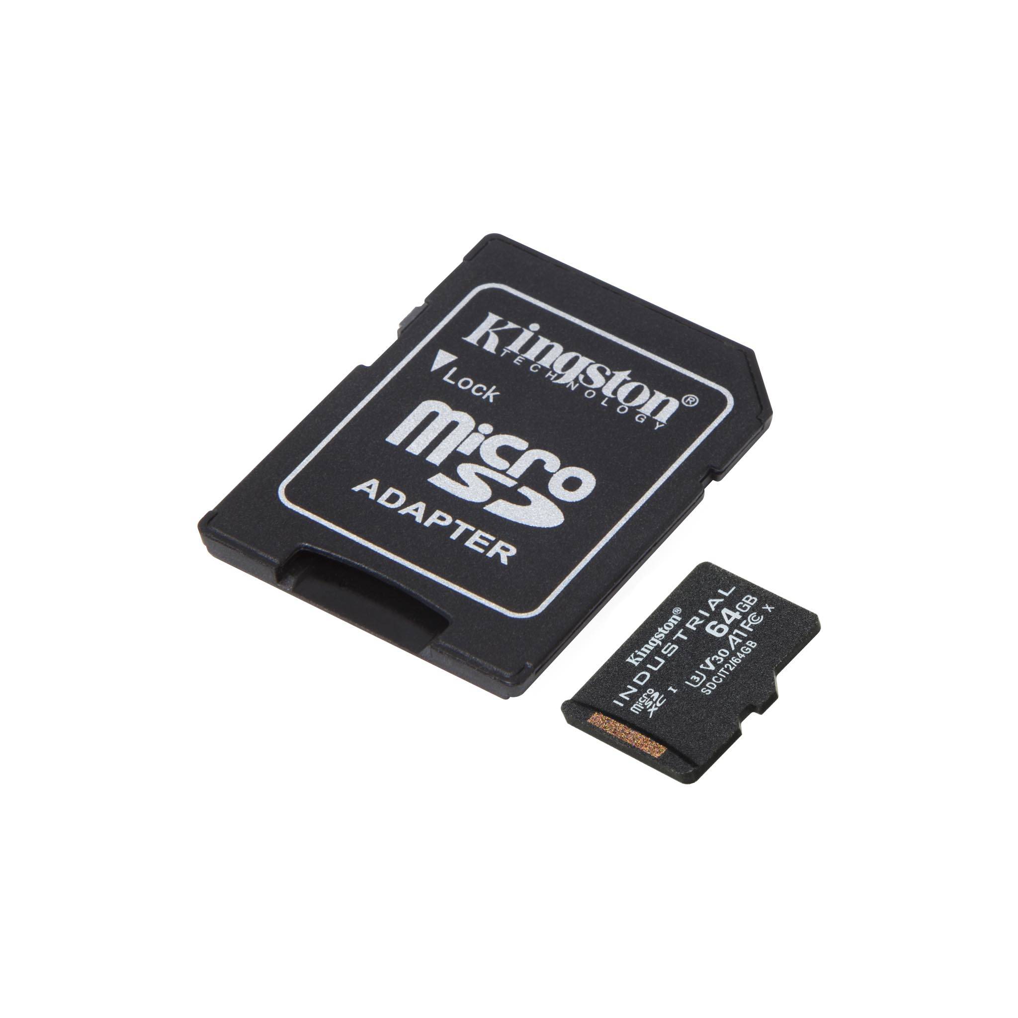 Rca Informatique - image du produit : 64GB MICROSDXC INDUSTRIAL C10 A1 PSLC CARD + SD ADAPTER