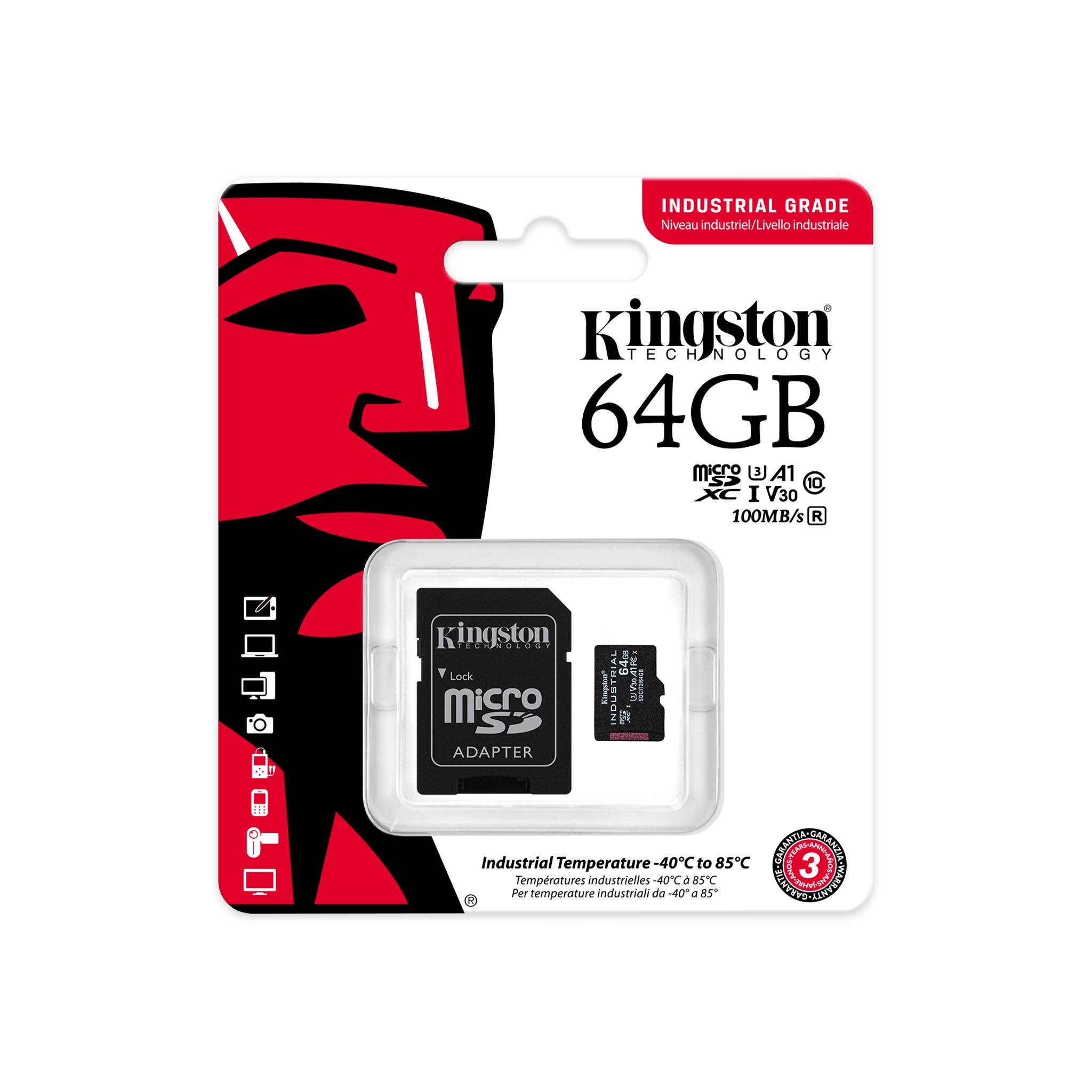 Rca Informatique - image du produit : 64GB MICROSDXC INDUSTRIAL C10 A1 PSLC CARD + SD ADAPTER