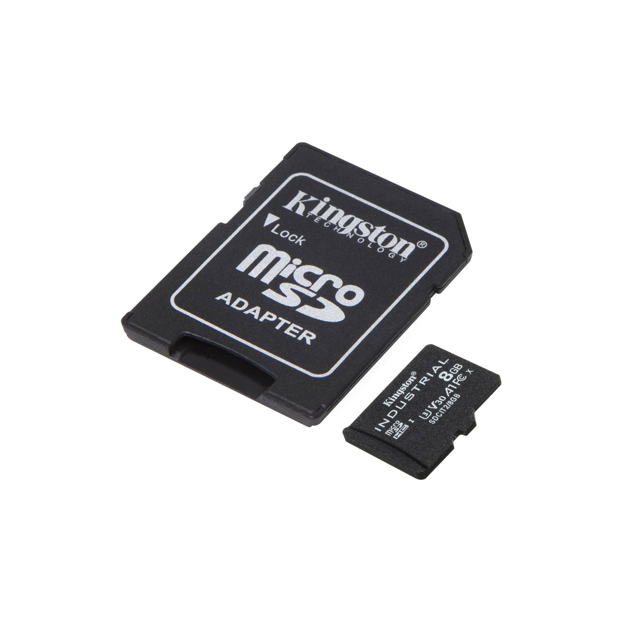 Rca Informatique - image du produit : 8GB MICROSDHC INDUSTRIAL C10 A1 PSLC CARD + SD ADAPTER