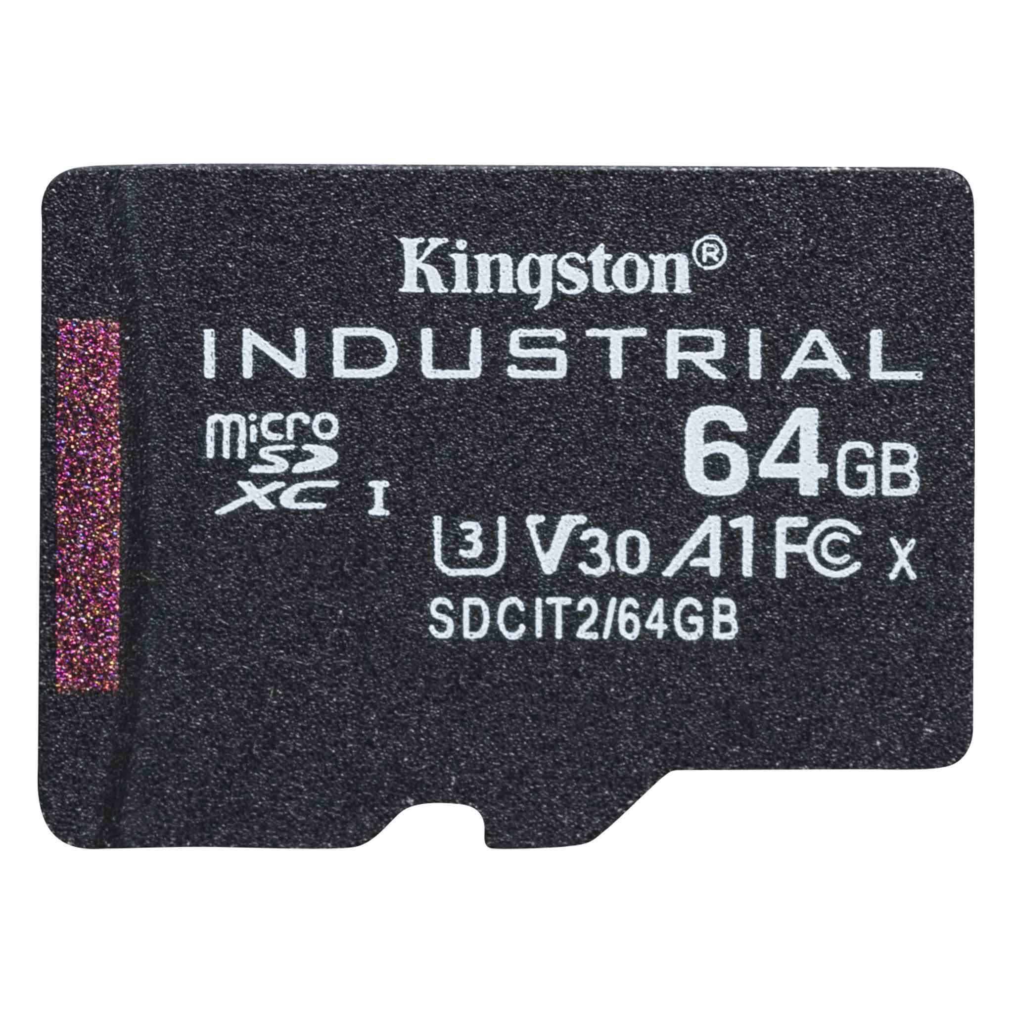 Rca Informatique - Image du produit : 64GB MICROSDXC INDUSTRIAL C10 A1 PSLC CARD SINGLEPACK W/O ADPT