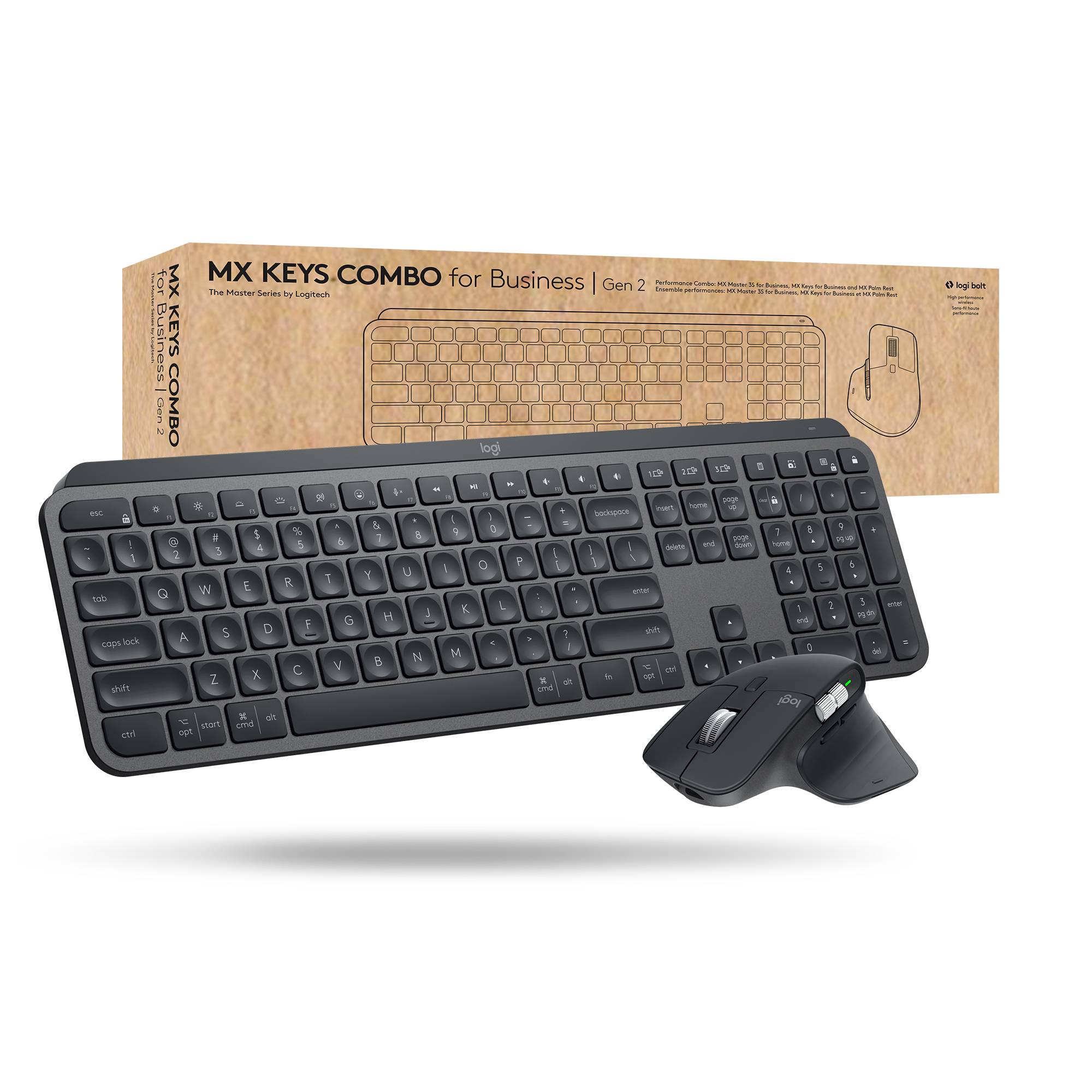 Rca Informatique - image du produit : MX KEYS COMBO FOR BUSINESS GRAPHITE - US INT.L - INTNL