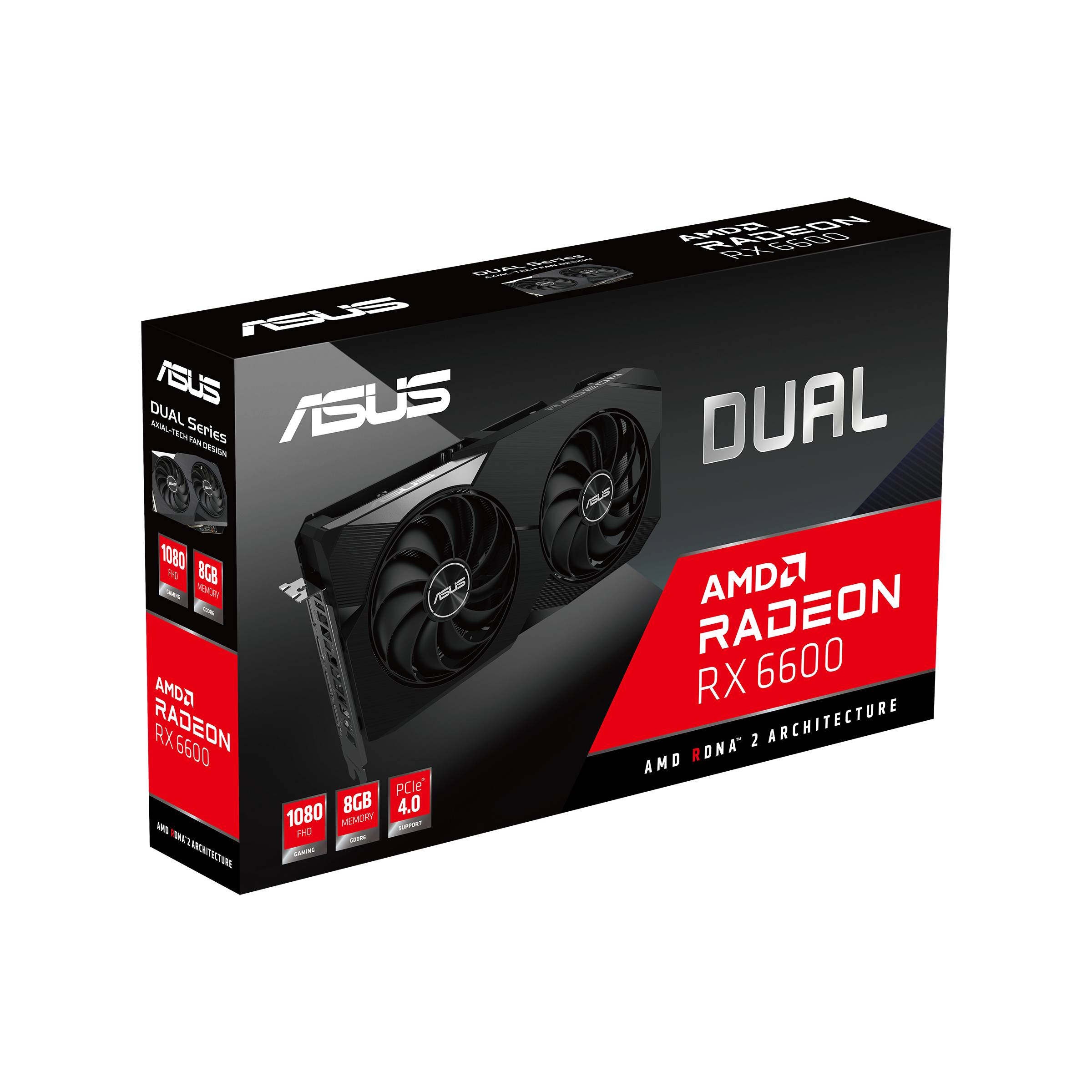 Rca Informatique - image du produit : DUAL-RX6600-8G RX6600 HDMI DPX3 8GB GDDR6 500W PCIE 4.0