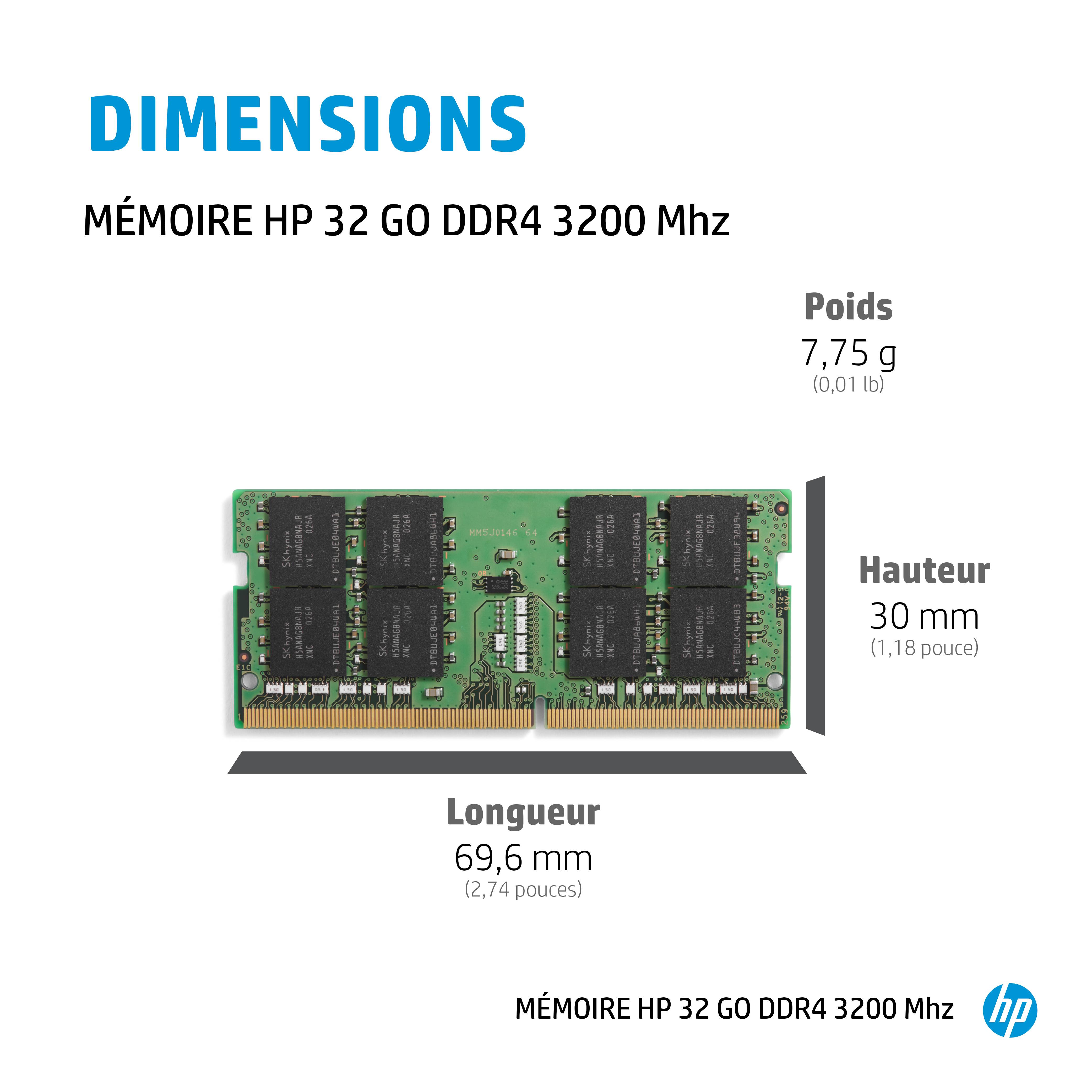 Rca Informatique - image du produit : HP 32GB DDR4 (1X32GB) 3200 SODIMM MEMORY