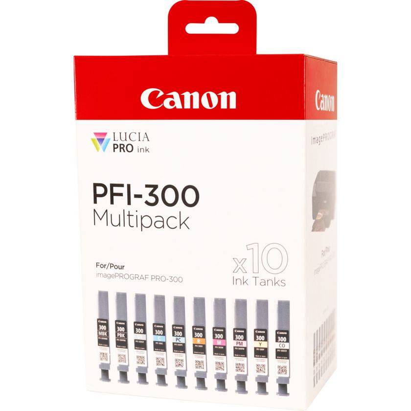 Rca Informatique - image du produit : PFI-300 10INK MULTI PACK MBK/PBK/C/M/Y/PC/PM/R/GY/CO