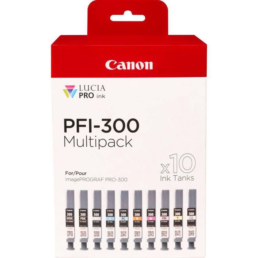 Rca Informatique - Image du produit : PFI-300 10INK MULTI PACK MBK/PBK/C/M/Y/PC/PM/R/GY/CO