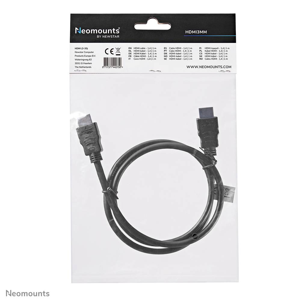 Rca Informatique - image du produit : NEWSTAR HDMI 1.3 CABLE HIGH SPEED HDMI 19 PINS M/M 1M