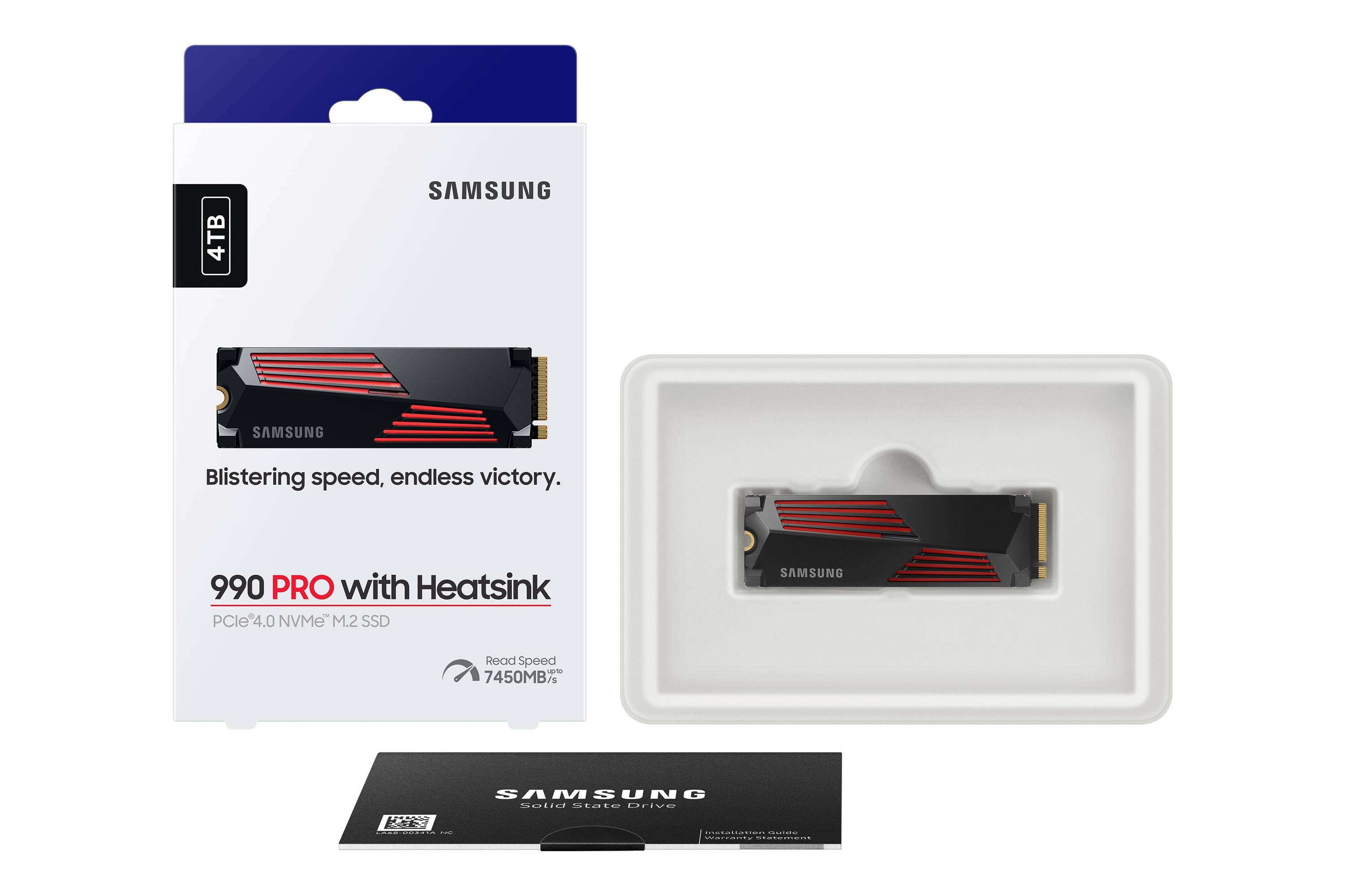 Rca Informatique - image du produit : SSD 4TB 990 PRO PCIE 4.0 X4 NVME 2.0 M.2 2280 +HEATSINK