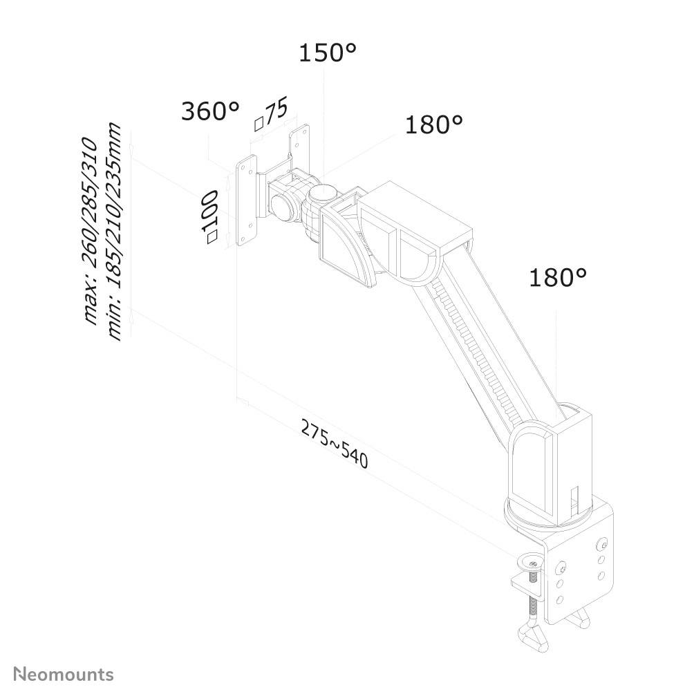 Rca Informatique - image du produit : SUPPORT BUREAU LCD/LED/TFT JUSQU 24IN 2PTS DE FLEXION