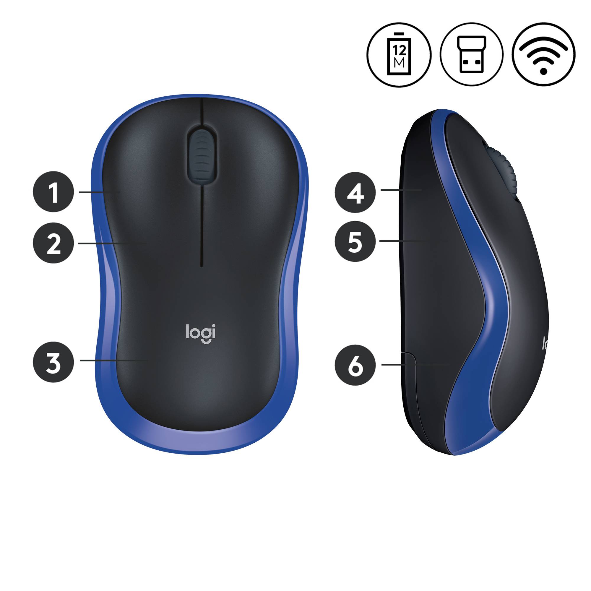 Rca Informatique - image du produit : WIRELESS MOUSE M185 BLUE USB CORDLESS