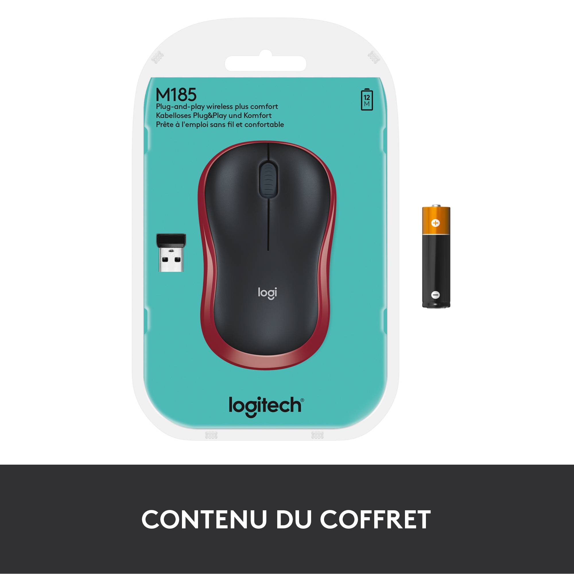 Rca Informatique - image du produit : WIRELESS MOUSE M185 RED USB CORDLESS