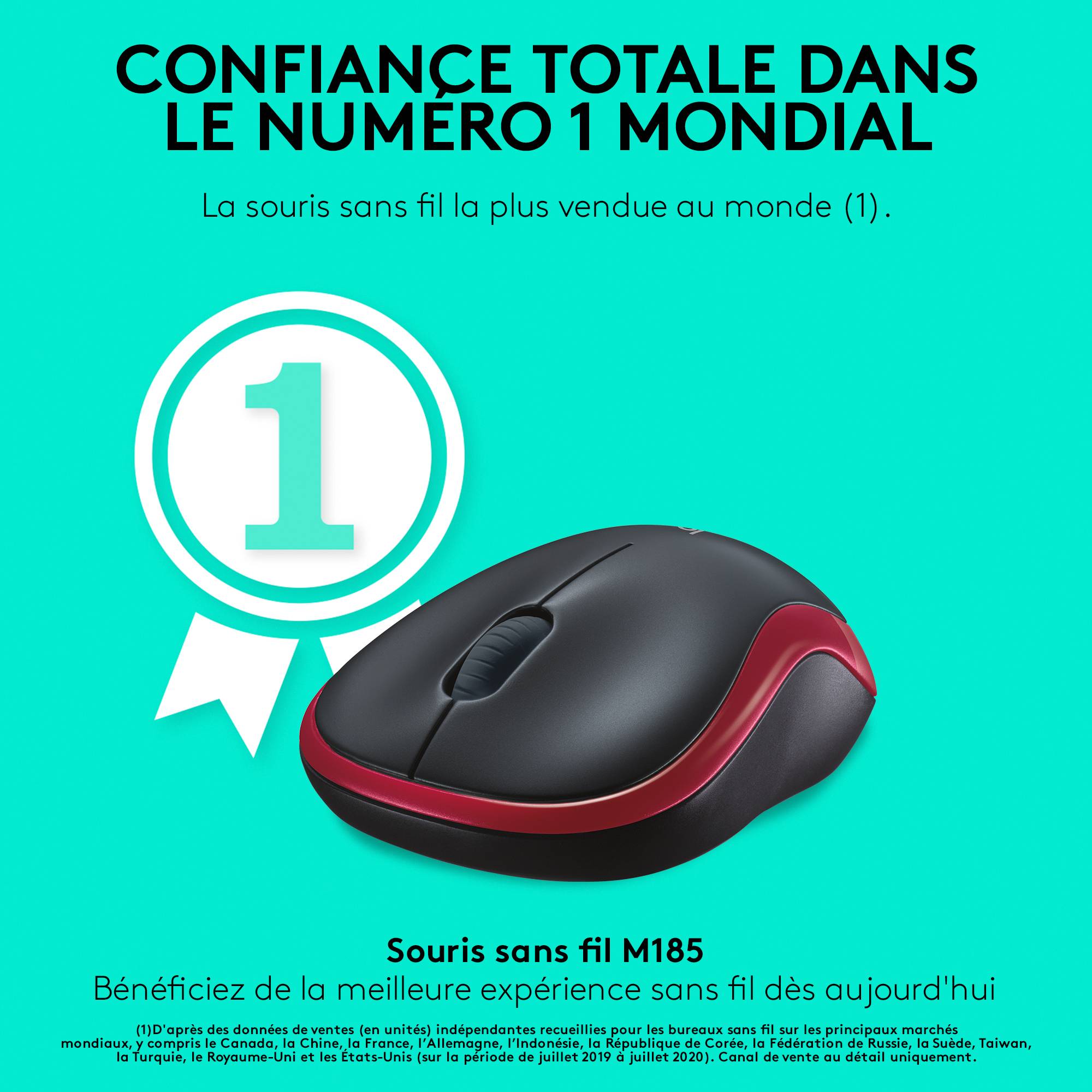 Rca Informatique - image du produit : WIRELESS MOUSE M185 RED USB CORDLESS