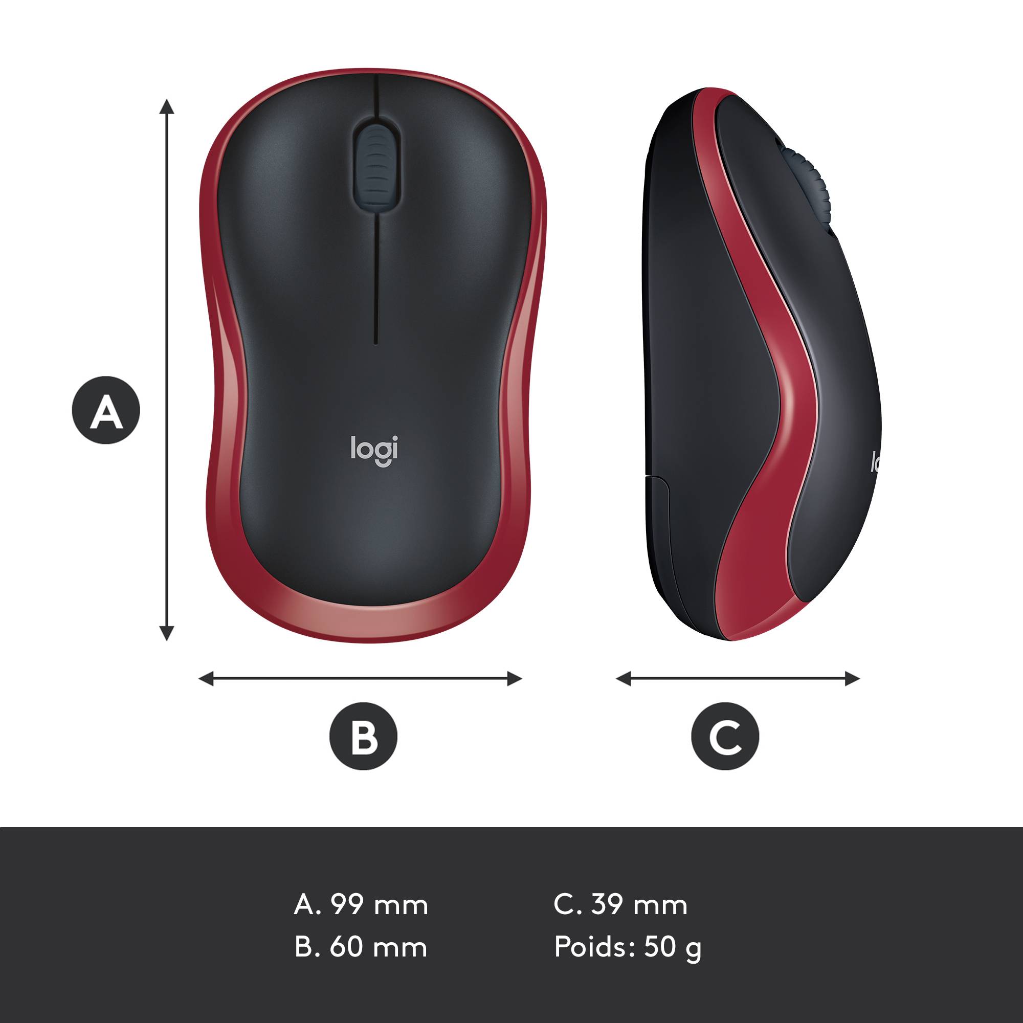 Rca Informatique - image du produit : WIRELESS MOUSE M185 RED USB CORDLESS