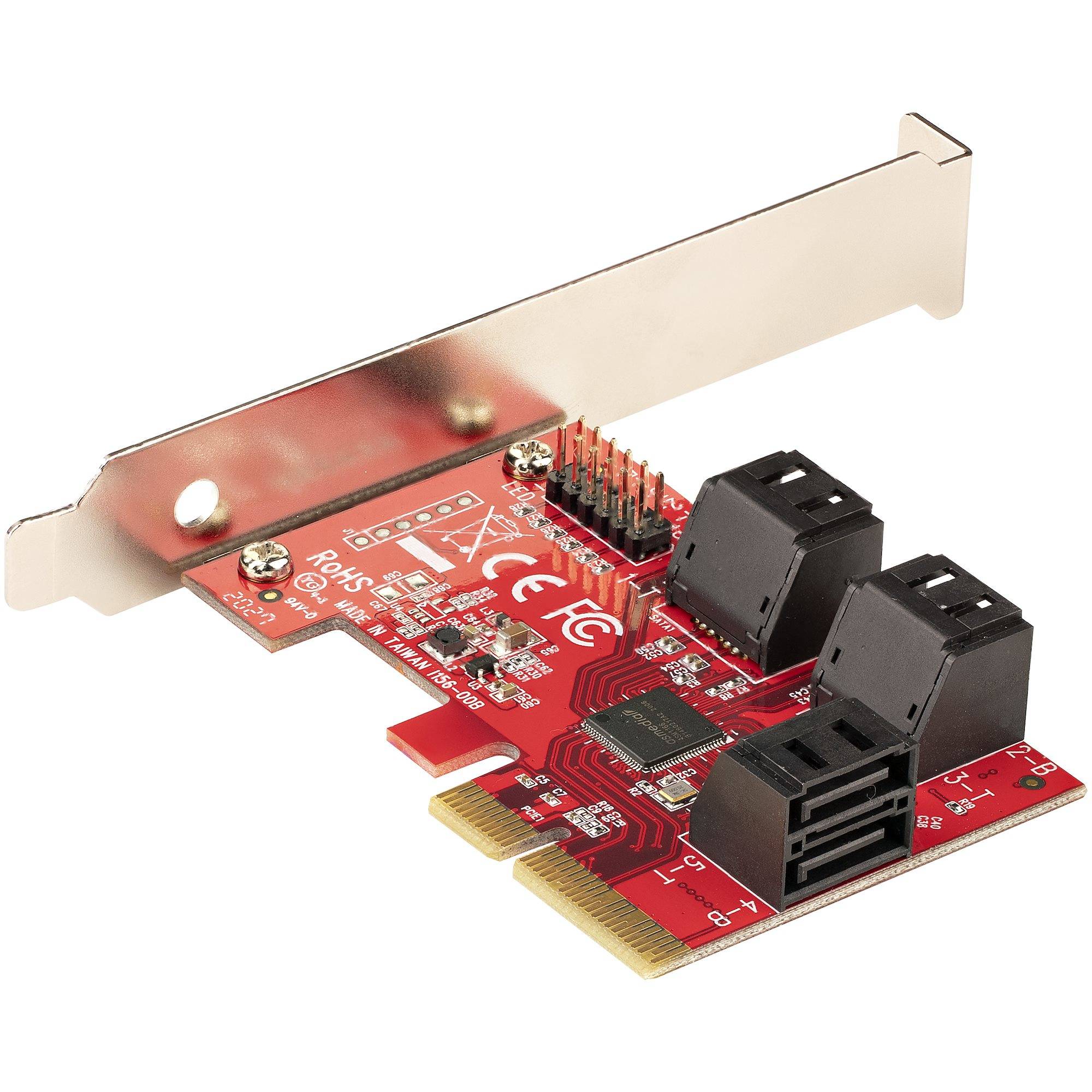 Rca Informatique - image du produit : SATA PCIE CARD - 6 PORT (6GBPS) PCIE SATA EXPANSION CARD ASM1166