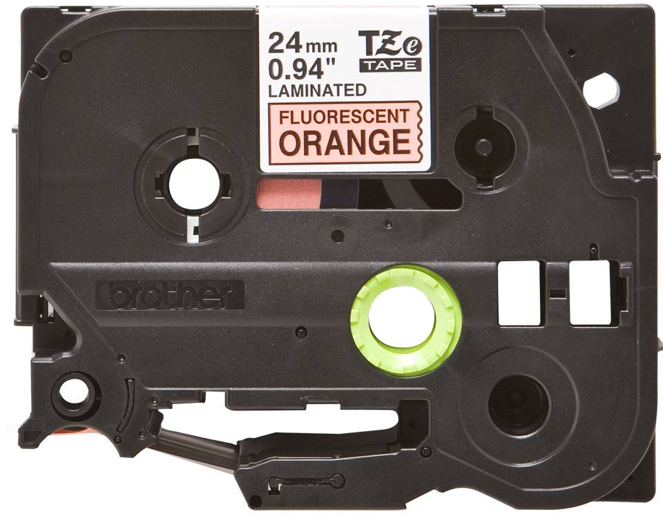 Rca Informatique - image du produit : TZE-B51 LAMINATED TAPE 24MM 5M NOIR/ORANGE FLUO