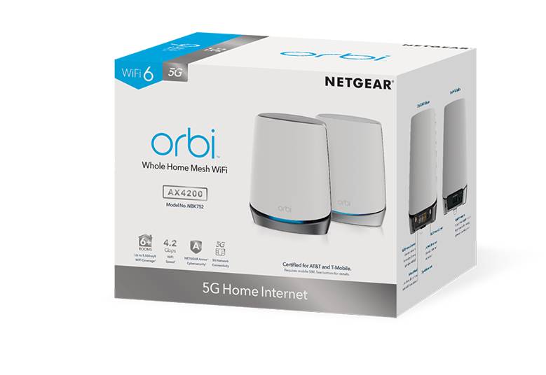 Rca Informatique - image du produit : ORBI 5G MESH WIFI6 SYSTEM AX4200 W/SATELLITE 1 (NBK752)