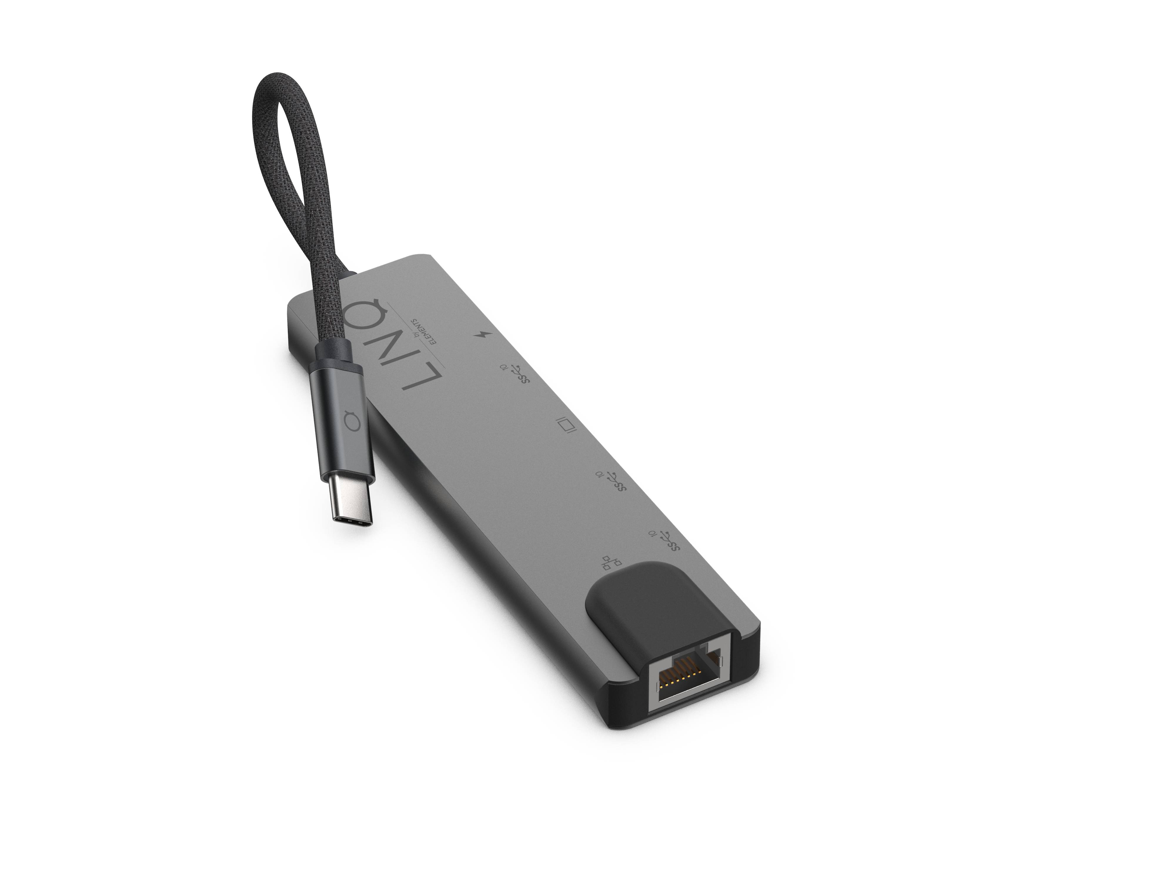 Rca Informatique - image du produit : 6IN1 USB-C HUB 4K HDMI/RJ45 LINQ - GREY