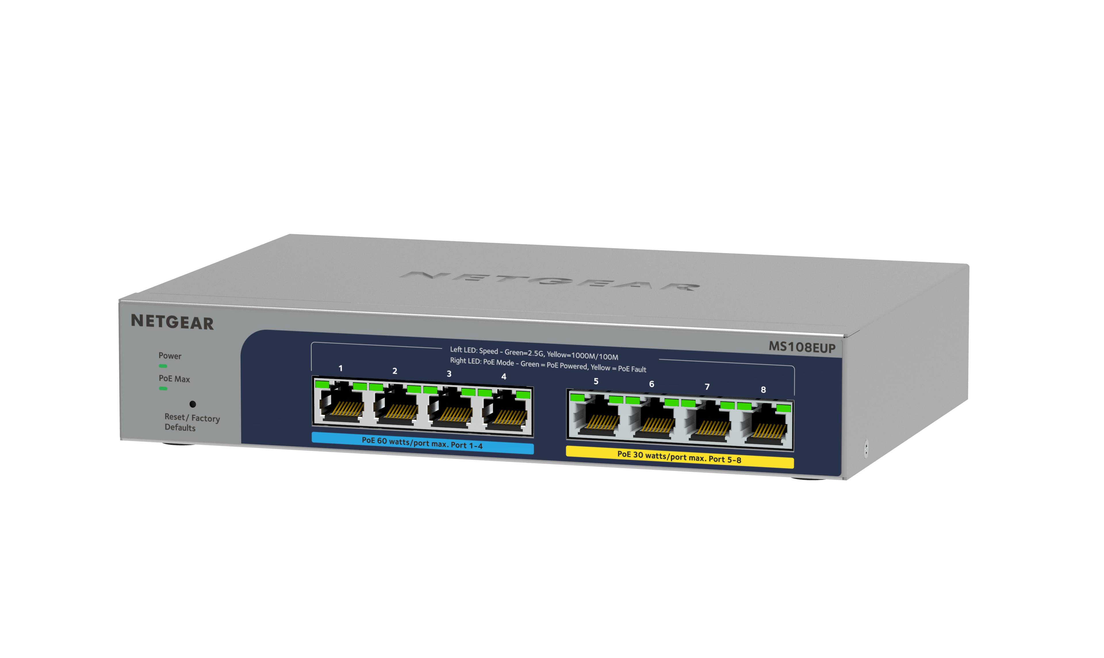 Rca Informatique - image du produit : 8-PORT ULTRA60 POE++ MULTI-GIG ETHERNET PLUS SWITCH (MS108EUP)