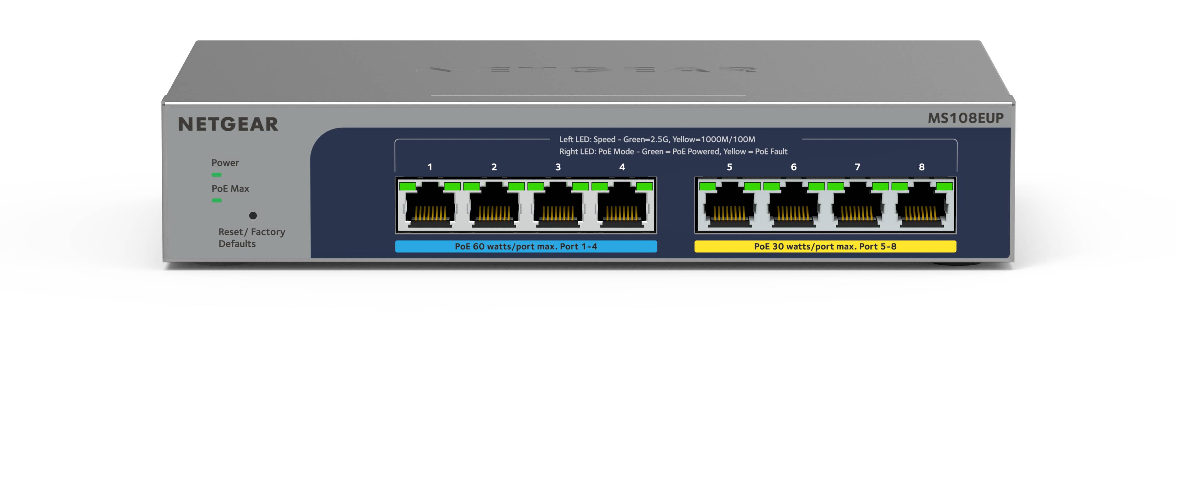 Rca Informatique - image du produit : 8-PORT ULTRA60 POE++ MULTI-GIG ETHERNET PLUS SWITCH (MS108EUP)