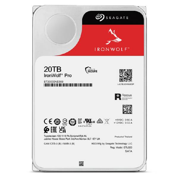 Rca Informatique - image du produit : SEAGATE HDD IRONWOLF PRO SATA III 3.5-INCH 20TB ST20000NT001