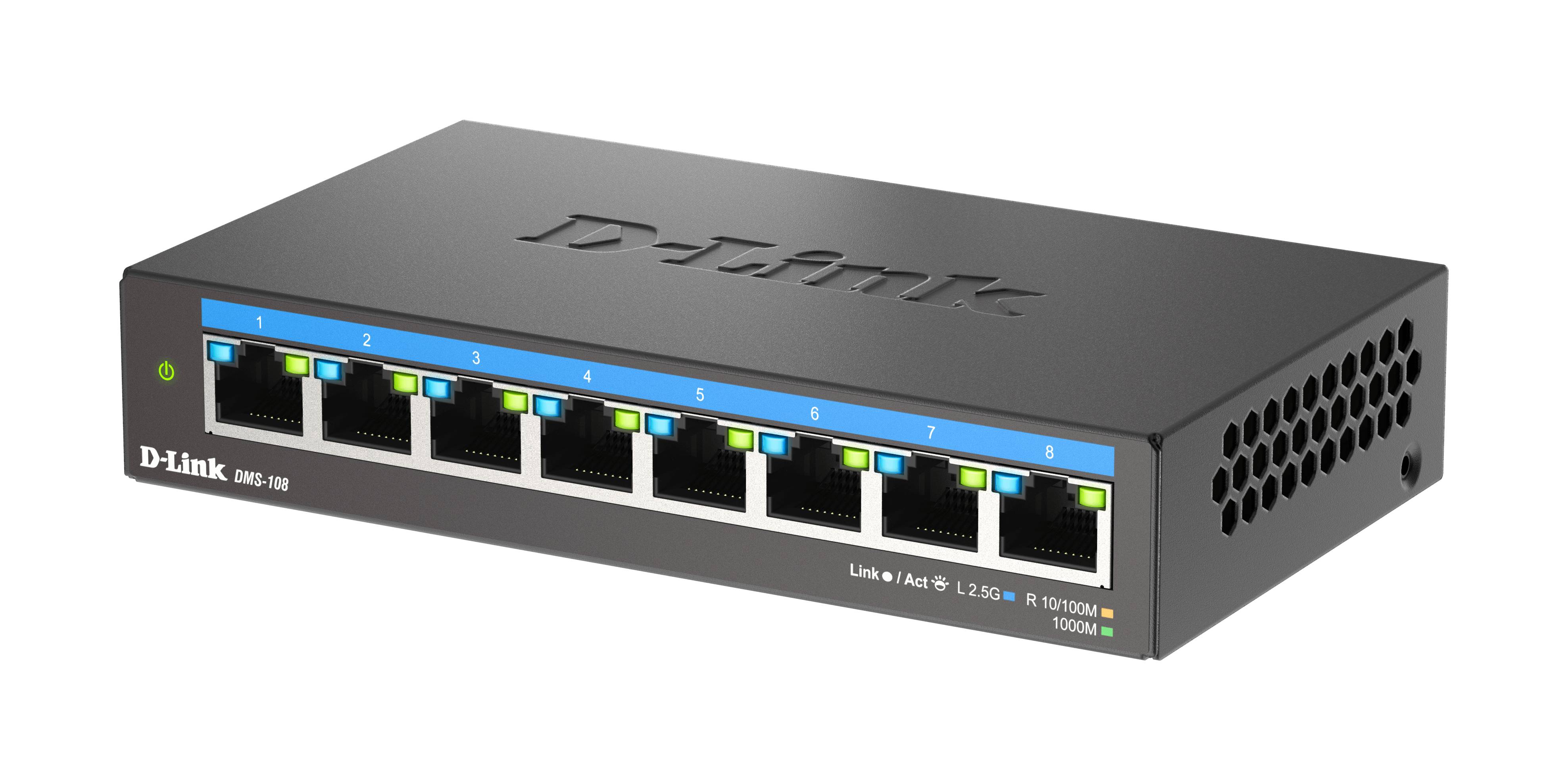 Rca Informatique - image du produit : 8-PORT MULTI-GB UNM. SWITCH 8X 100 / 1000MBPS / 25GBPS TP