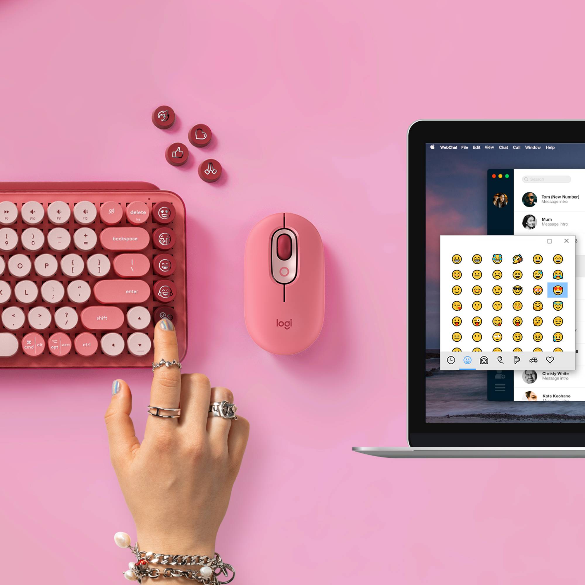 Rca Informatique - image du produit : POP WRLS MECH KB WITH EMOJI HEARTBREAKER ROSE - CH - CENT