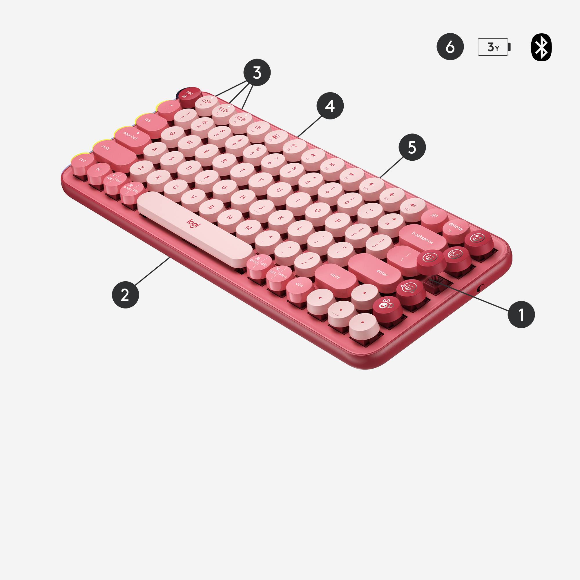 Rca Informatique - image du produit : POP WRLS MECH KB WITH EMOJI HEARTBREAKER ROSE - CH - CENT