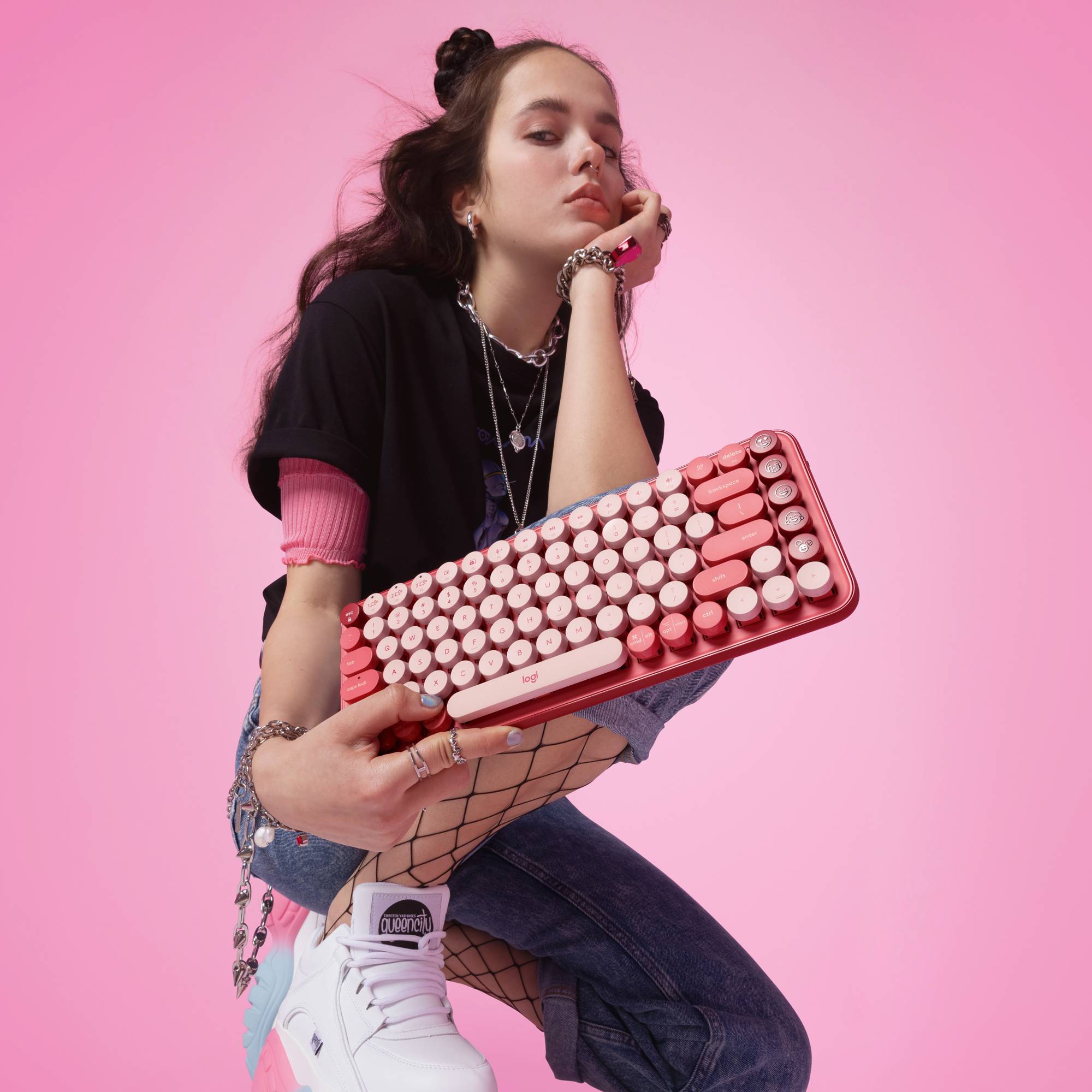 Rca Informatique - image du produit : POP WRLS MECH KB WITH EMOJI HEARTBREAKER ROSE - CH - CENT