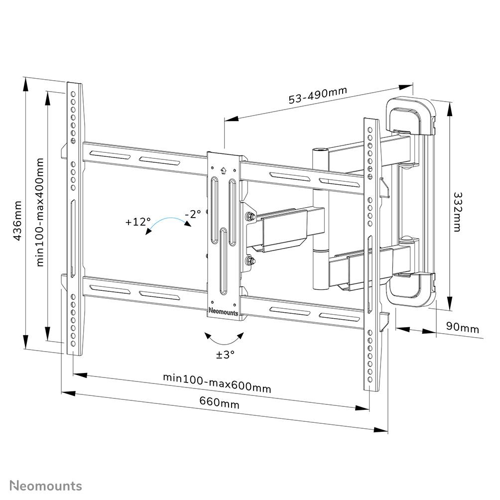 Rca Informatique - image du produit : SCREEN WALL MOUNT (FULL MOTION/ 3 PIVOTS/ VESA 600X400)