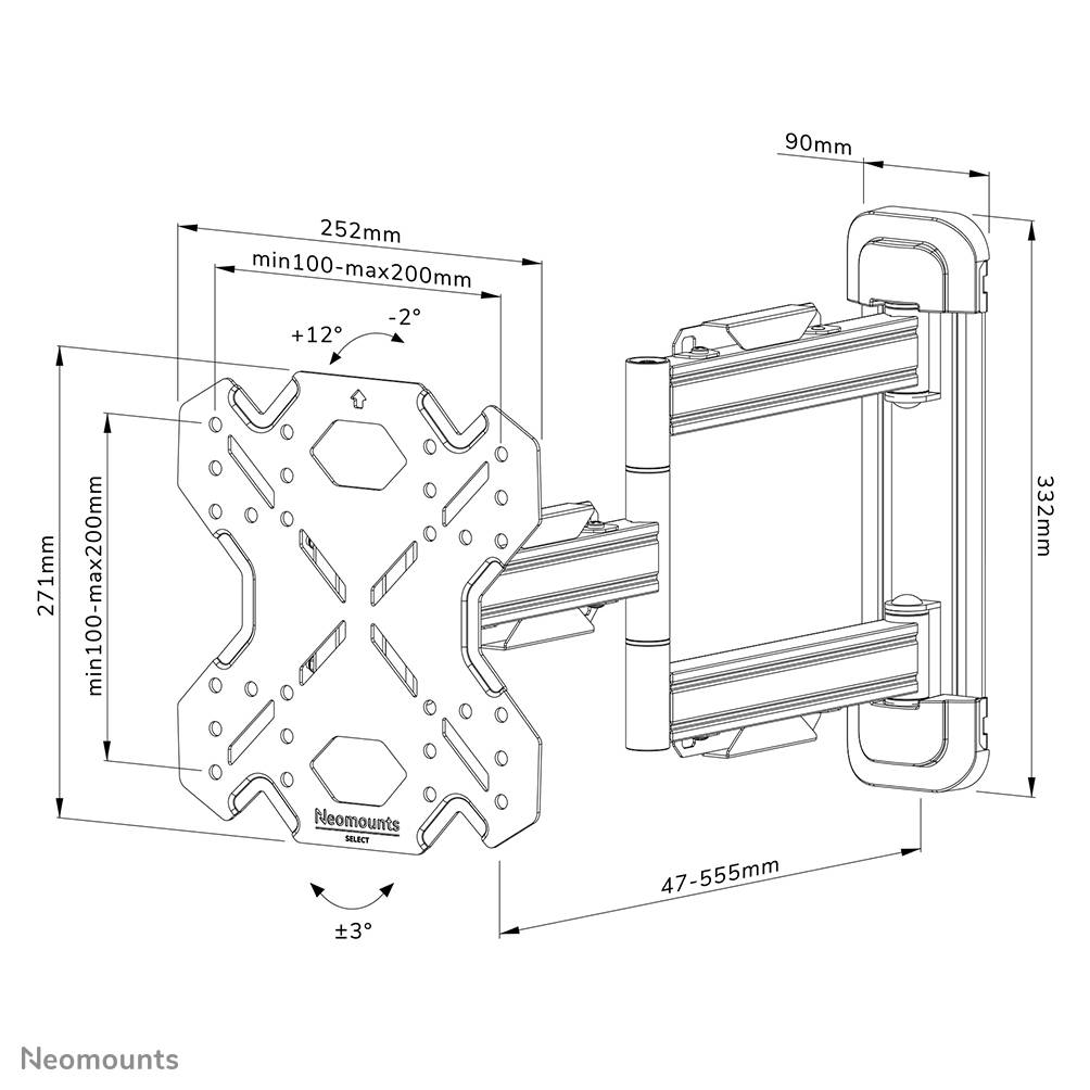 Rca Informatique - image du produit : SCREEN WALL MOUNT (FULL MOTION/ 3 PIVOTS/ VESA 200X200)