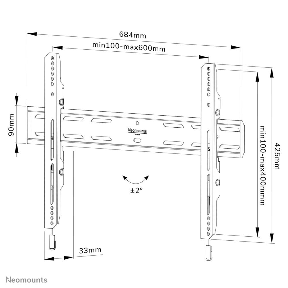 Rca Informatique - image du produit : SCREEN WALL MOUNT (FIXED/ VESA 600X400)