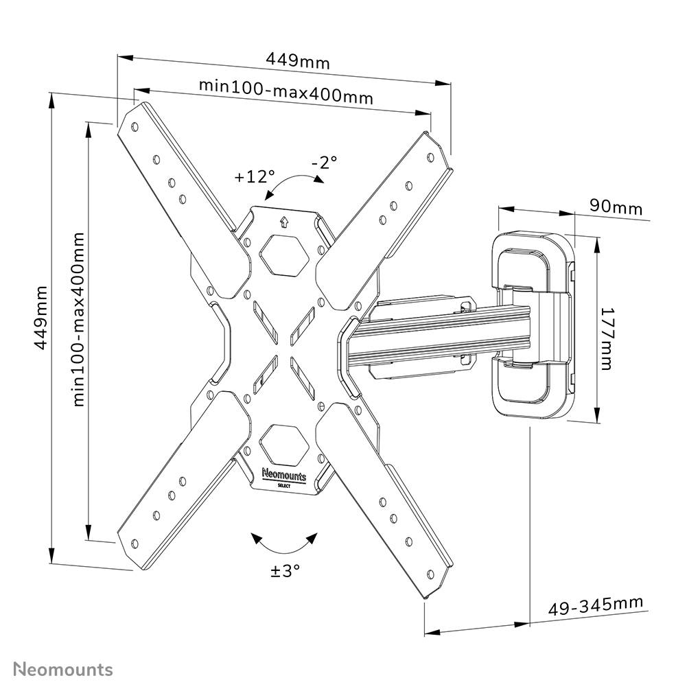 Rca Informatique - image du produit : SCREEN WALL MOUNT (FULL MOTION/ 2 PIVOTS/ VESA 400X400)