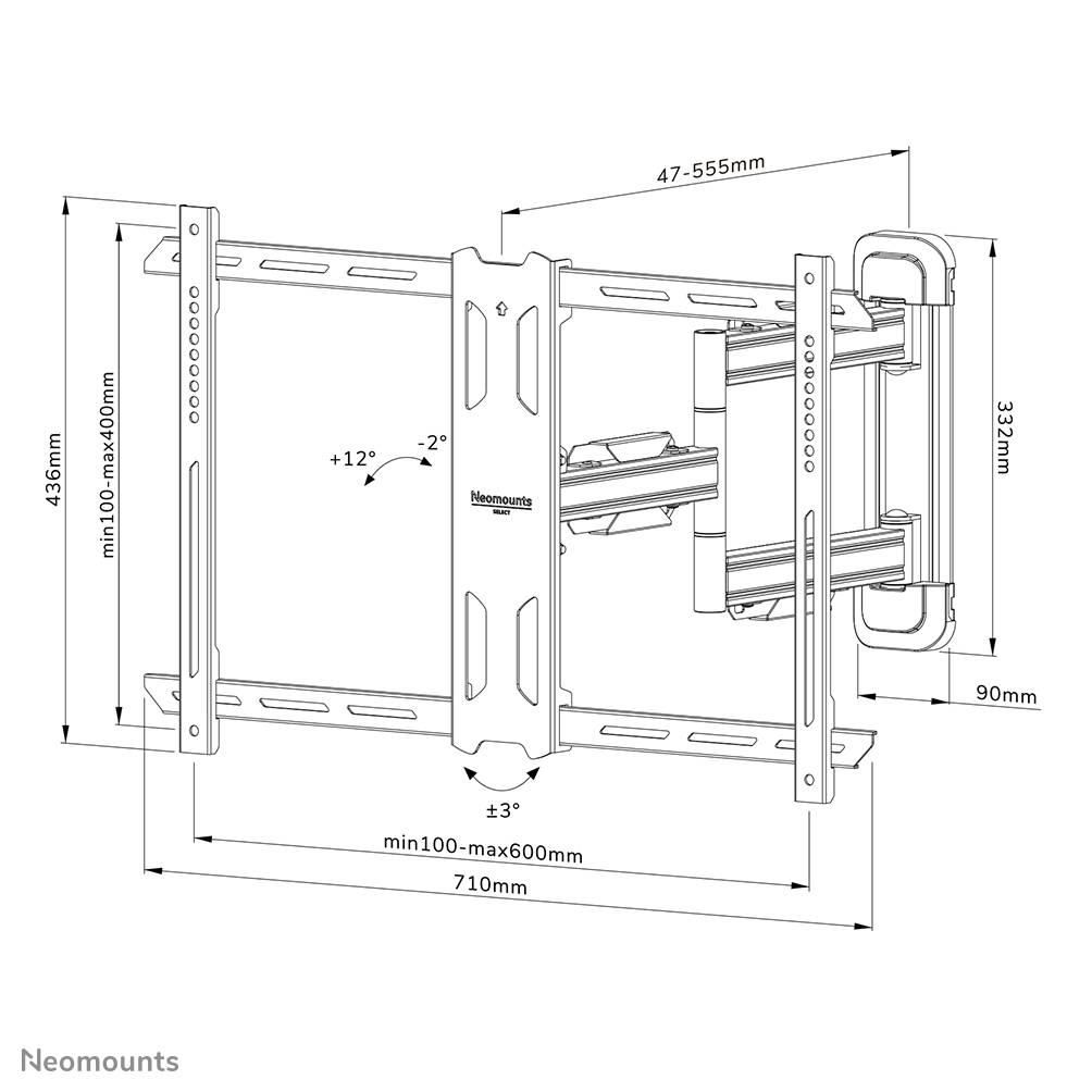 Rca Informatique - image du produit : SCREEN WALL MOUNT (FULL MOTION/ 3 PIVOTS/ VESA 600X400)