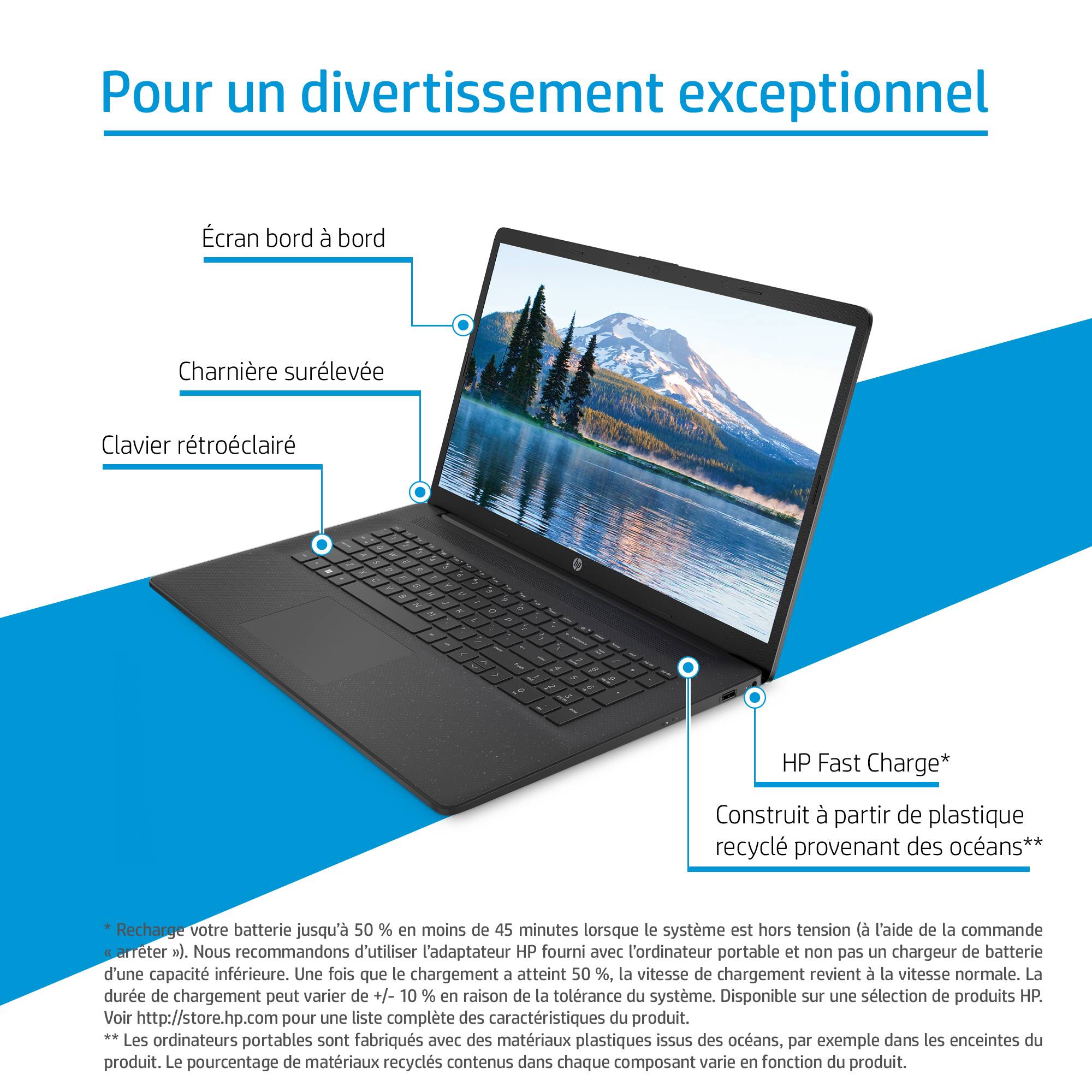 Rca Informatique - image du produit : 17-CP0296NF 17.3IN 3050U 8GB 1TB NOODD W10H