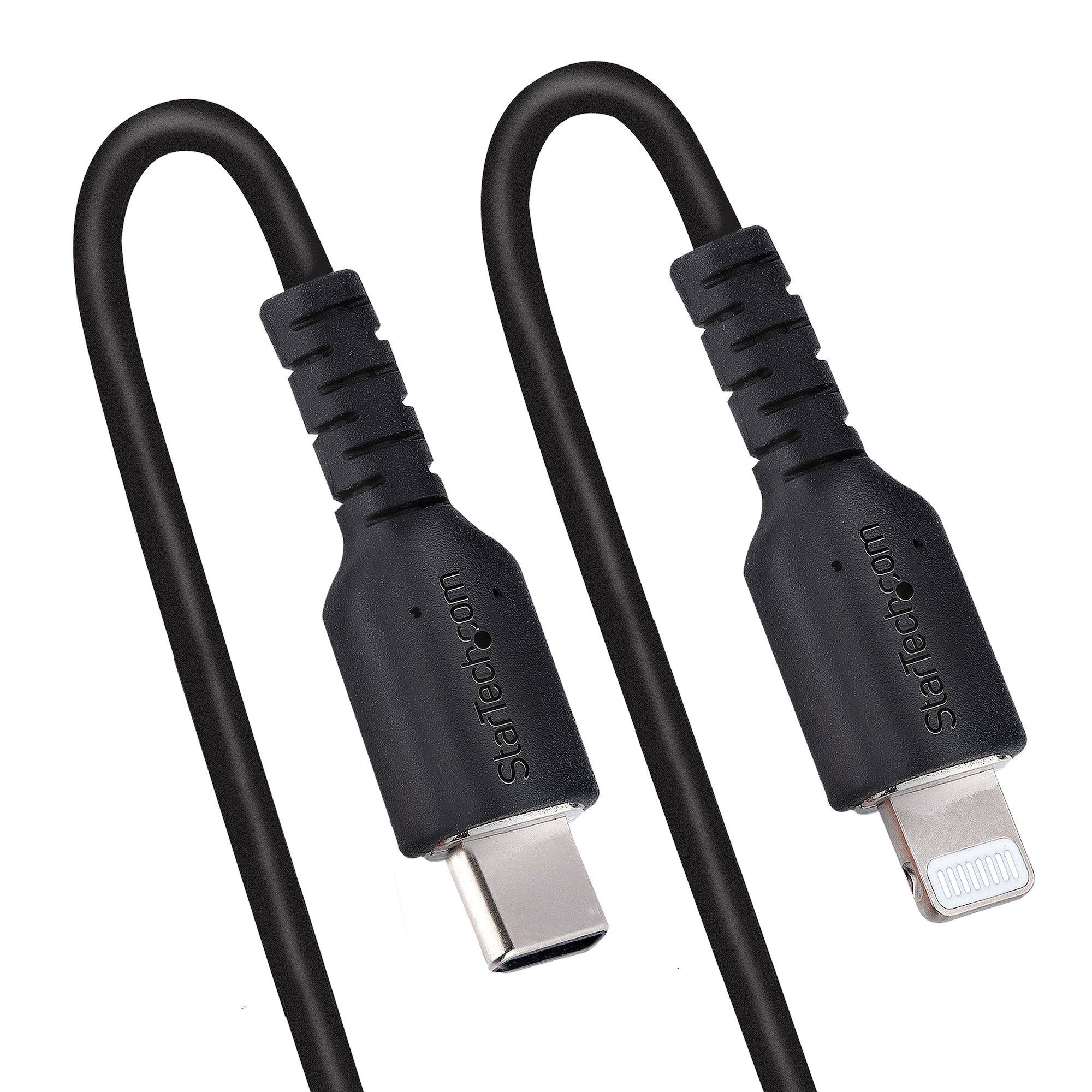 Rca Informatique - image du produit : USB C TO LIGHTNING CABLE - 50CM (20IN) COILED CABLE BLACK