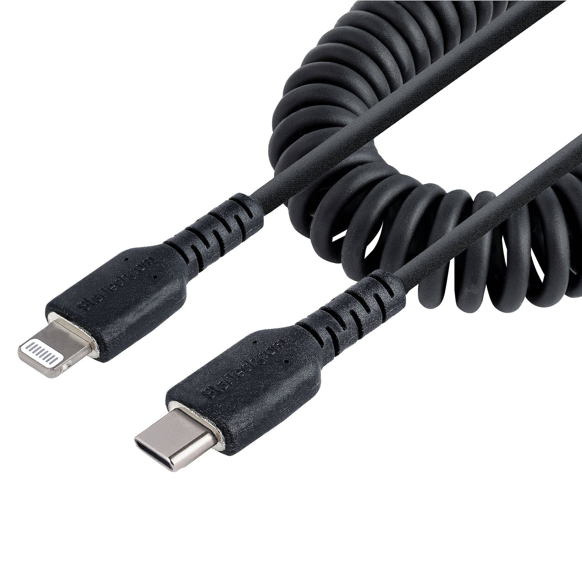 Rca Informatique - Image du produit : USB C TO LIGHTNING CABLE - 50CM (20IN) COILED CABLE BLACK