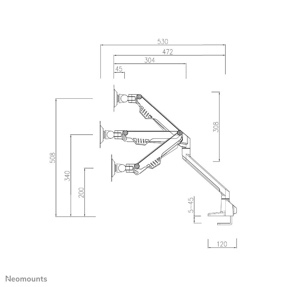 Rca Informatique - image du produit : NEWSTAR FLAT SCREEN DESK MOUNT (CLAMP/GROMMET) BLACK 10-32IN