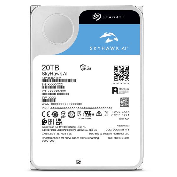 Rca Informatique - image du produit : SKYHAWK AI 20TB 5YRS WARRANTY 3.5IN 6GB/S SATA 256MB 24X7