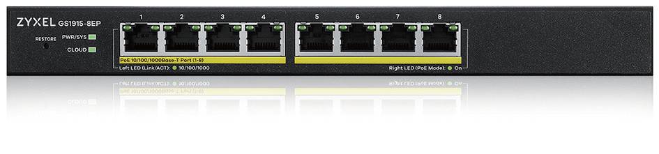 Rca Informatique - Image du produit : ZYXEL GS1915-8EP 8-PORT GBE POE SMART HYBRID MODE SWITCH STANDAL