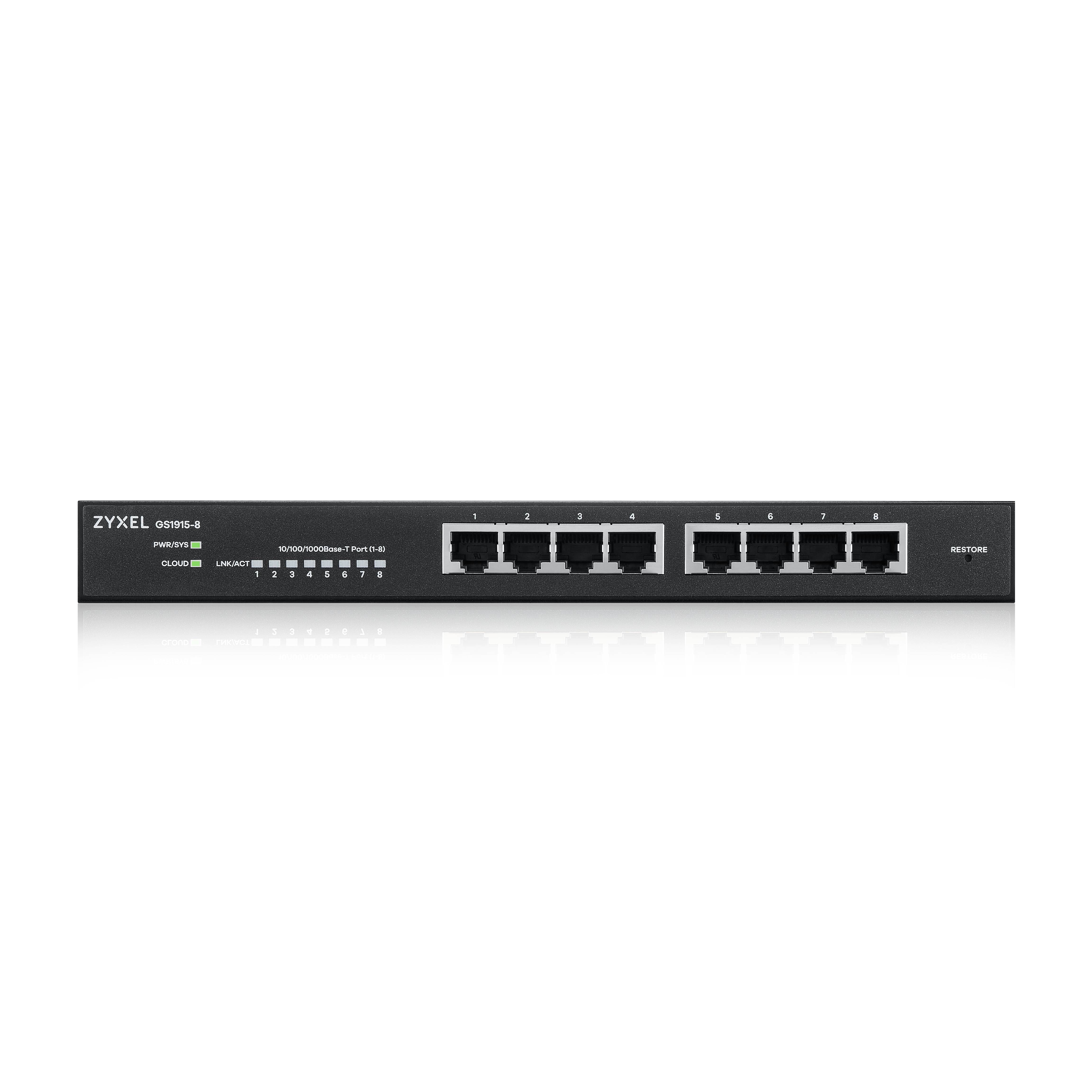 Rca Informatique - image du produit : ZYXEL GS1915-8 8-PORT GBE SMART HYBRID MODE SWITCH STANDALONE OR