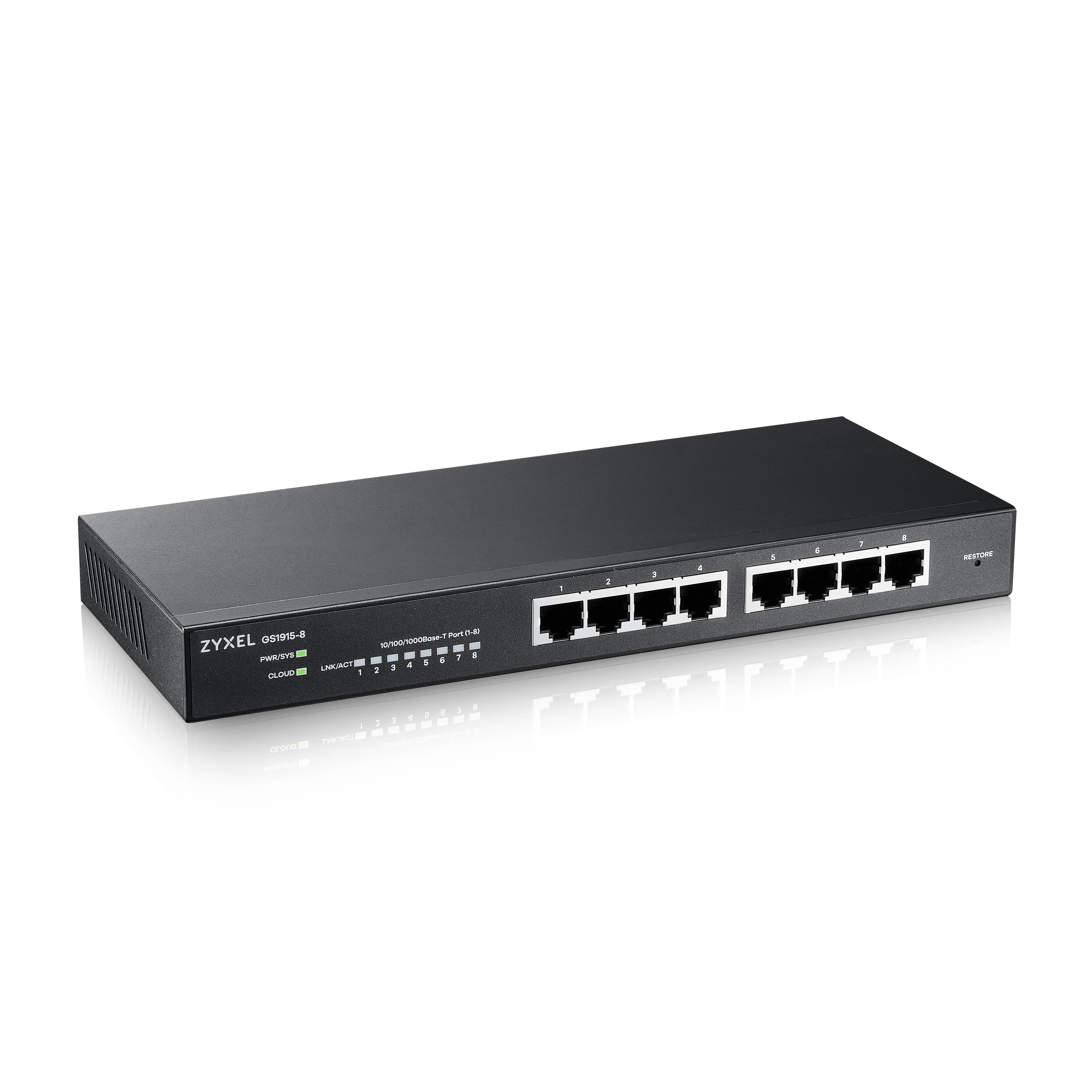 Rca Informatique - image du produit : ZYXEL GS1915-8 8-PORT GBE SMART HYBRID MODE SWITCH STANDALONE OR