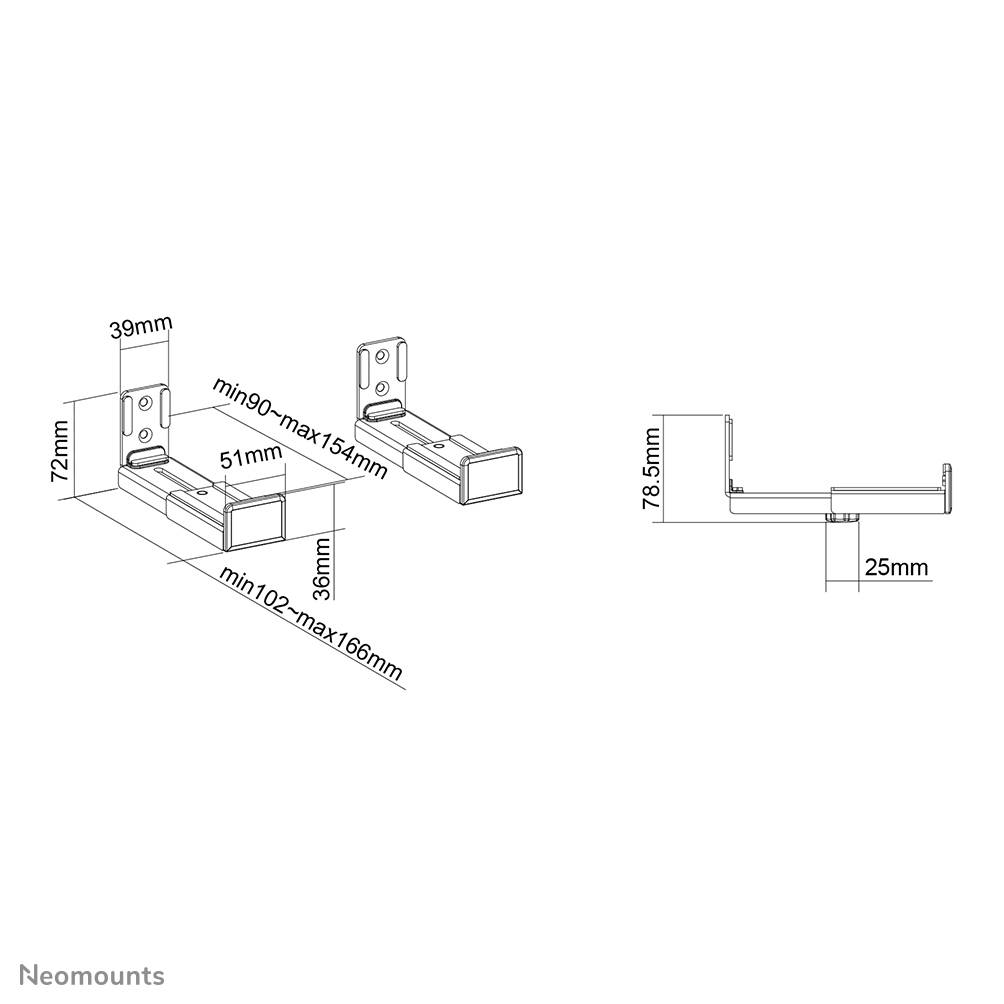 Rca Informatique - image du produit : NEWSTAR SOUNDBAR WALL MOUNT BLACK