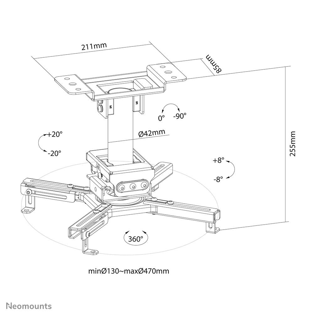 Rca Informatique - image du produit : NEWSTAR PROJECTOR CEILING MOUNT BLACK